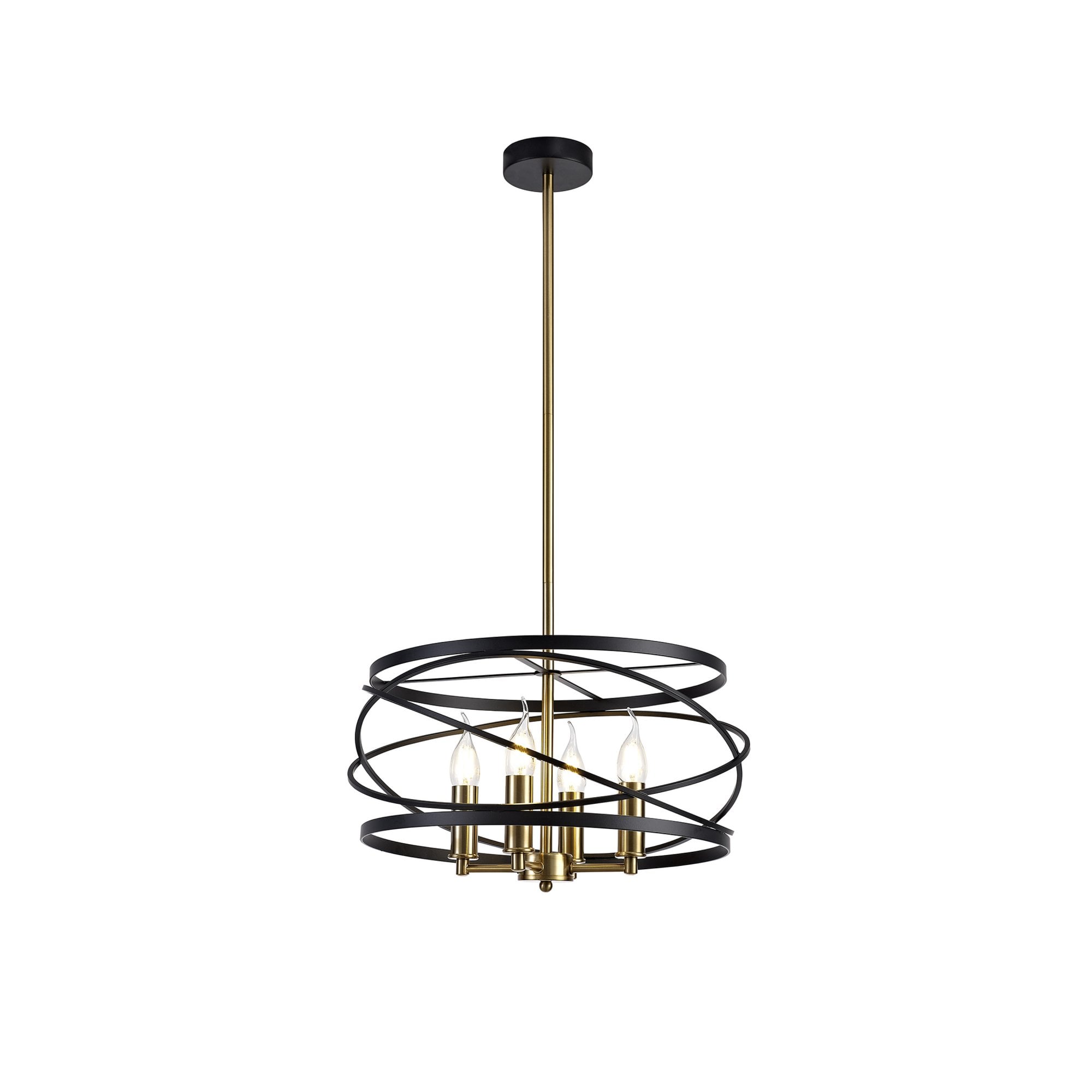 Fabula Debden 4 Light Semi-Flush/Pendant - Black & Satin Gold