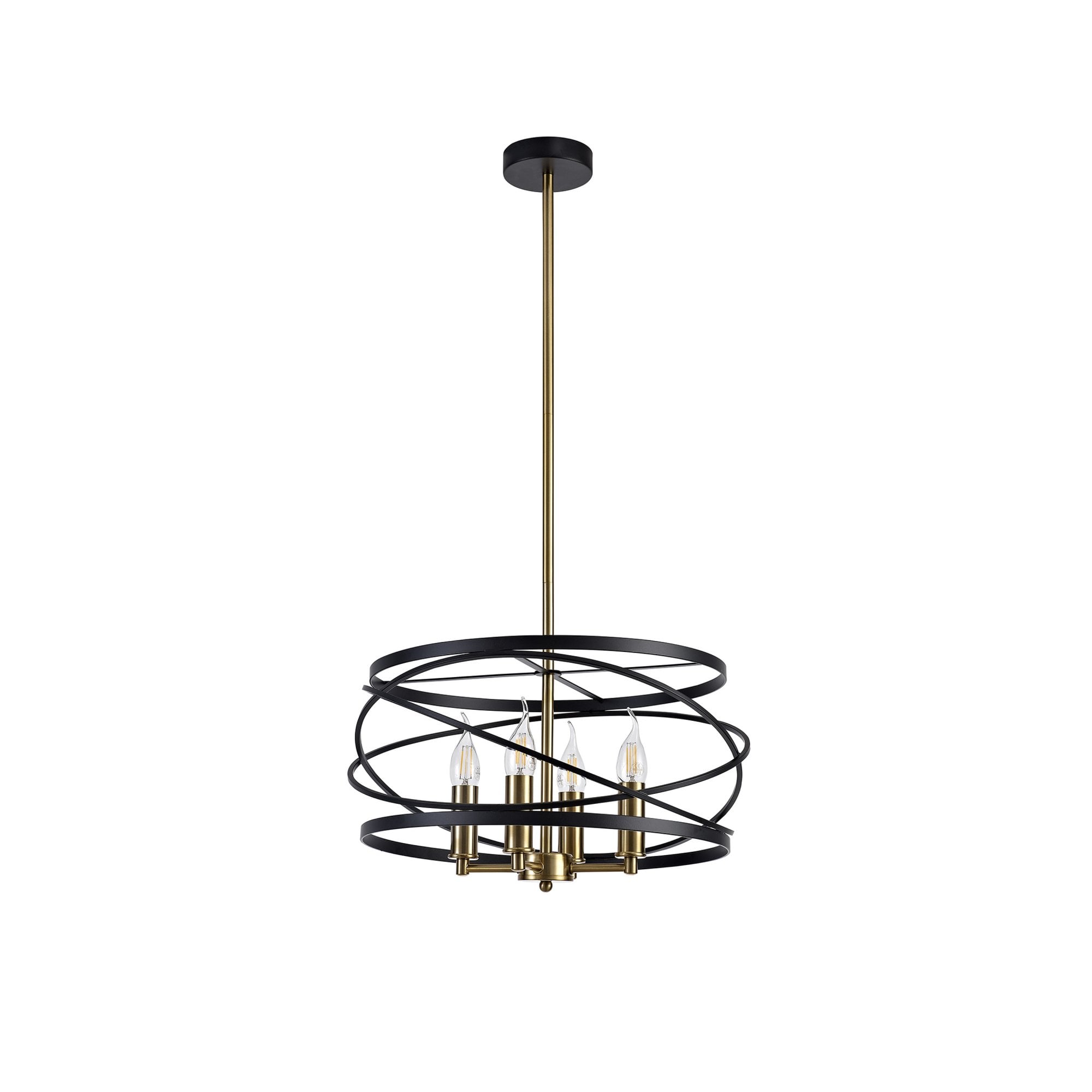 Fabula Debden 4 Light Semi-Flush/Pendant - Black & Satin Gold
