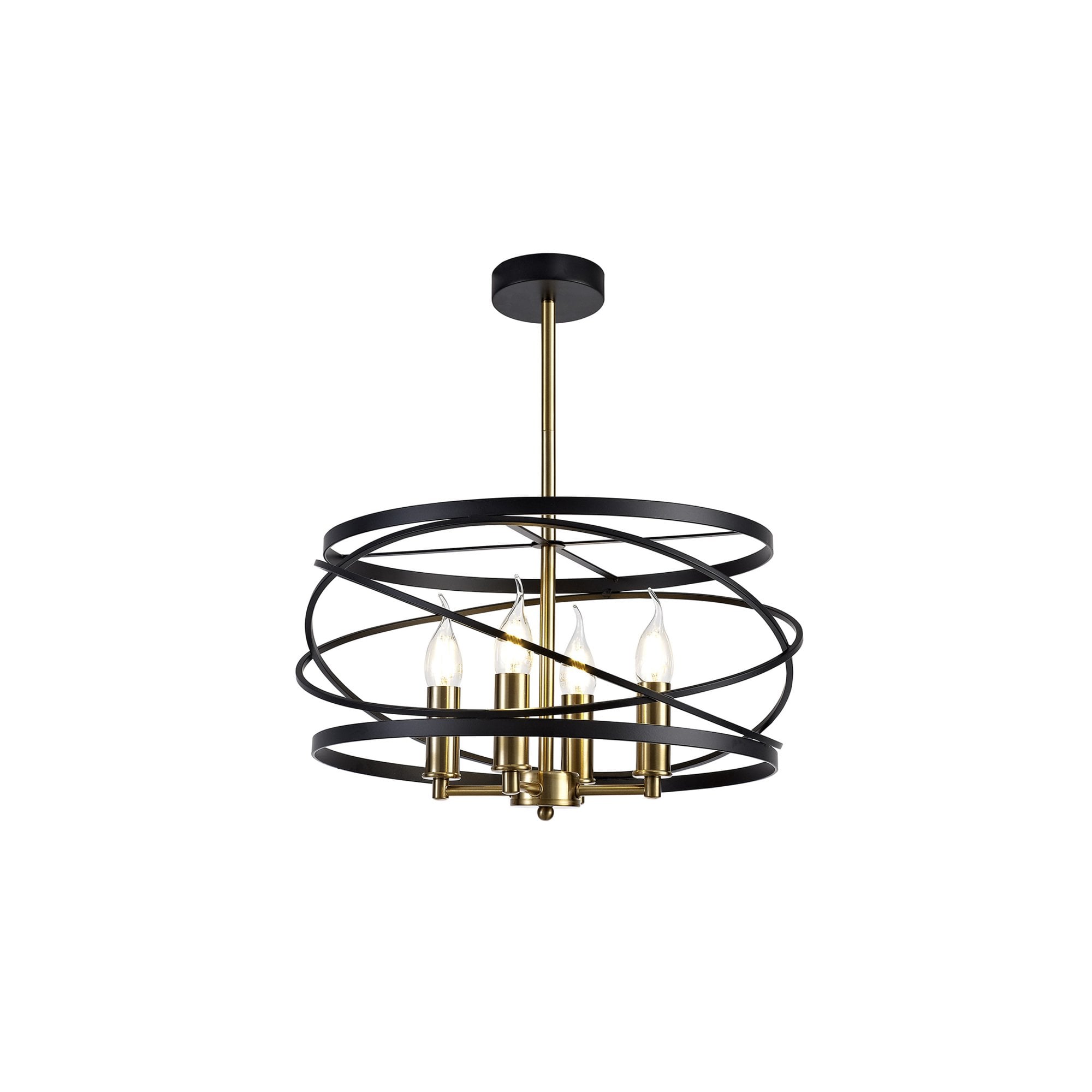 Fabula Debden 4 Light Semi-Flush/Pendant - Black & Satin Gold