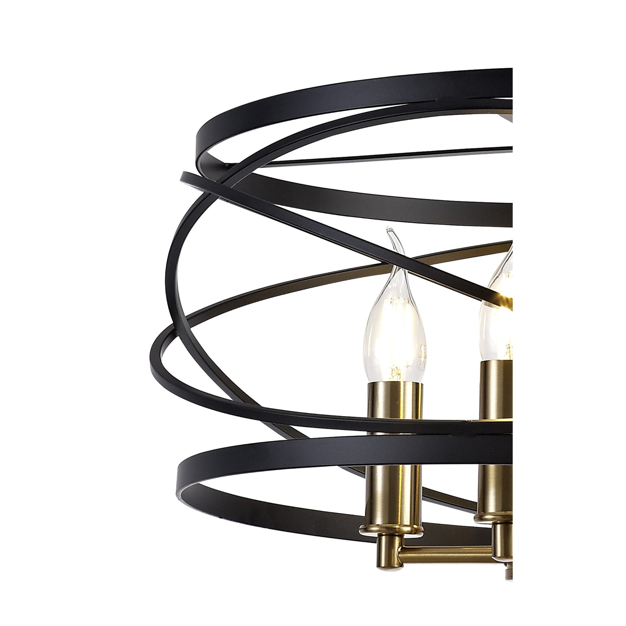 Fabula Debden 4 Light Semi-Flush/Pendant - Black & Satin Gold