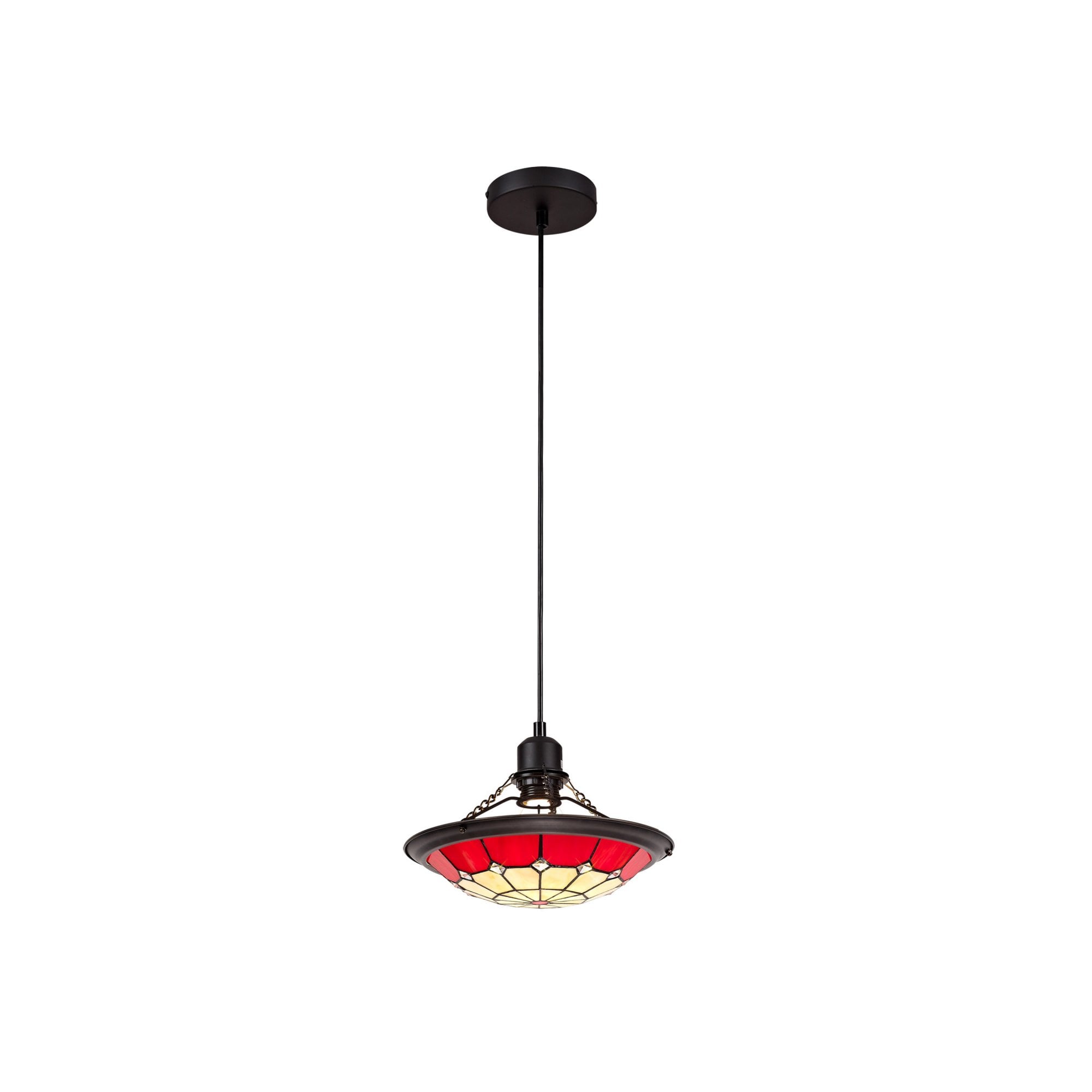 Fabula Althorne Single Pendant - 35cm Tiffany Shade - Red
