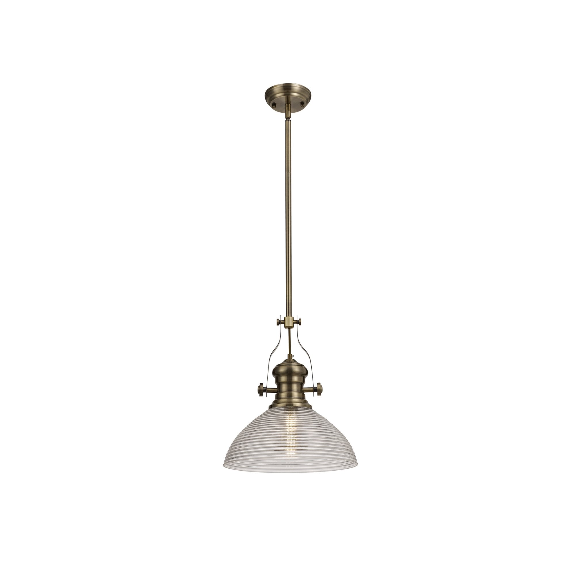 Fabula Epping Single Pendant - 33.5cm Prismatic Glass Shade - Polished Nickel & Clear Glass