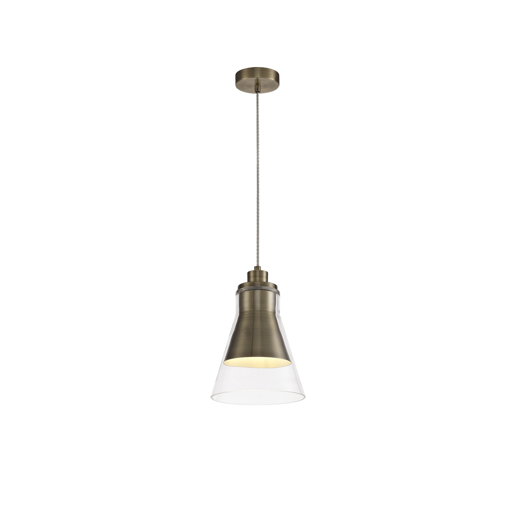 Fabula Pentire Single Pendant - Antique Brass & Clear Glass