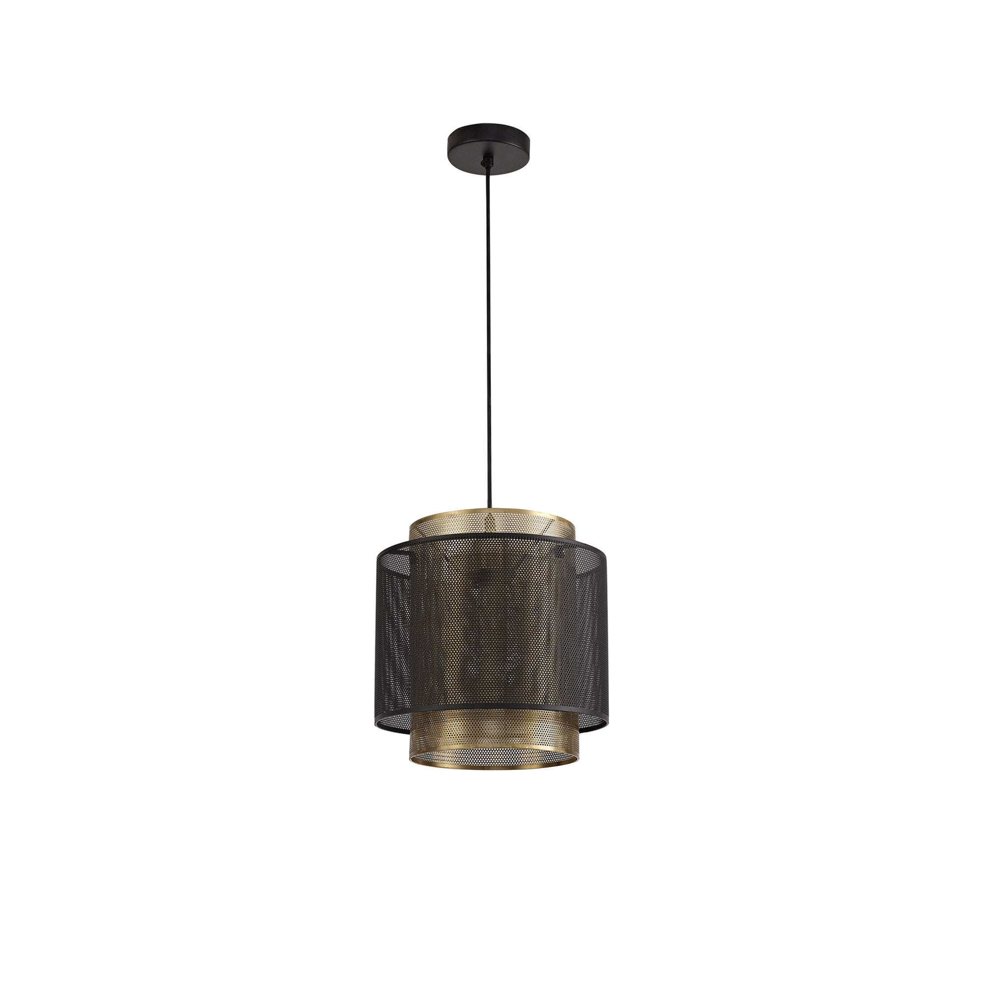 Fabula Cleland Large Single Adjustable Pendant - Matt Black & Satin Gold