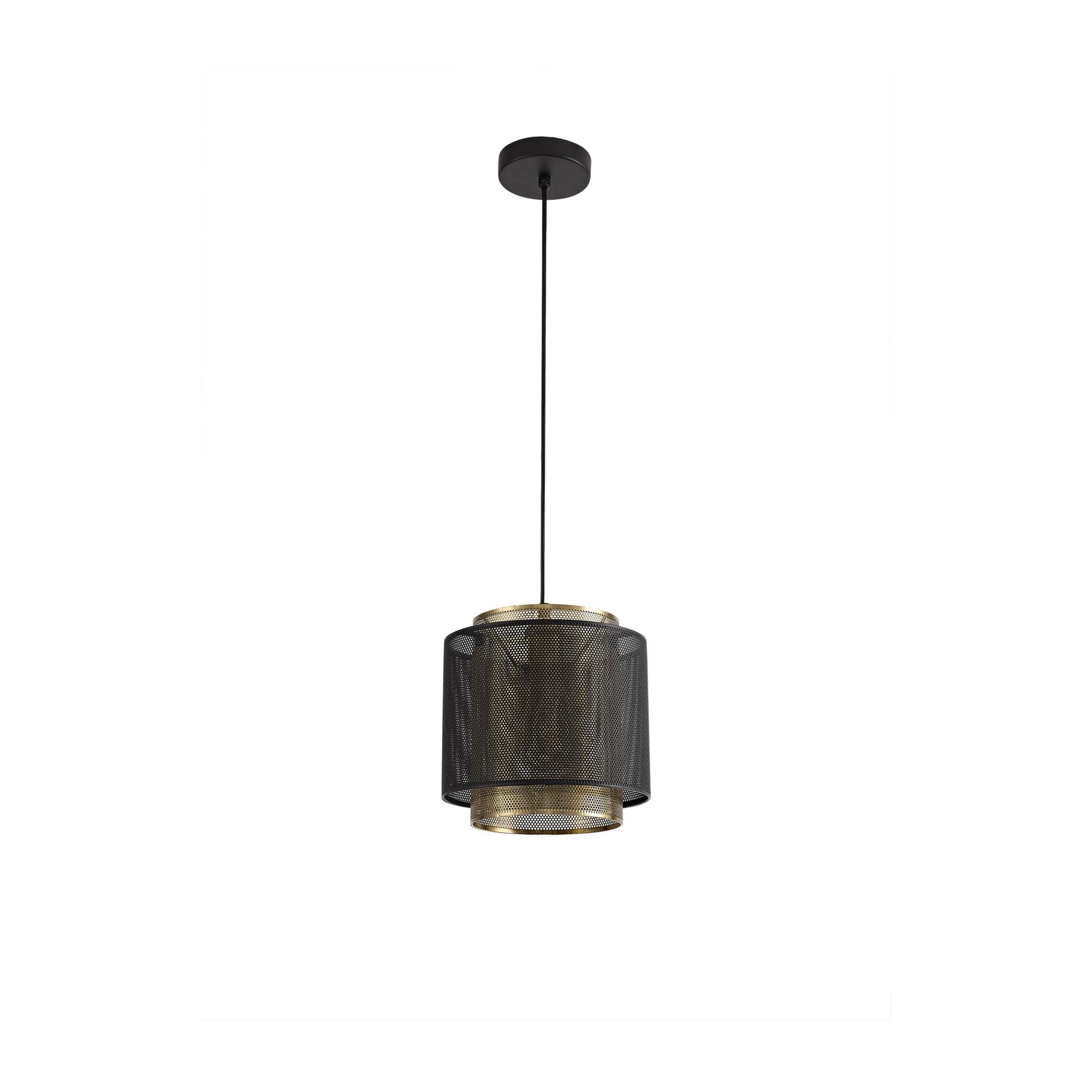 Fabula Cleland Small Single Adjustable Pendant - Matt Black & Satin Gold