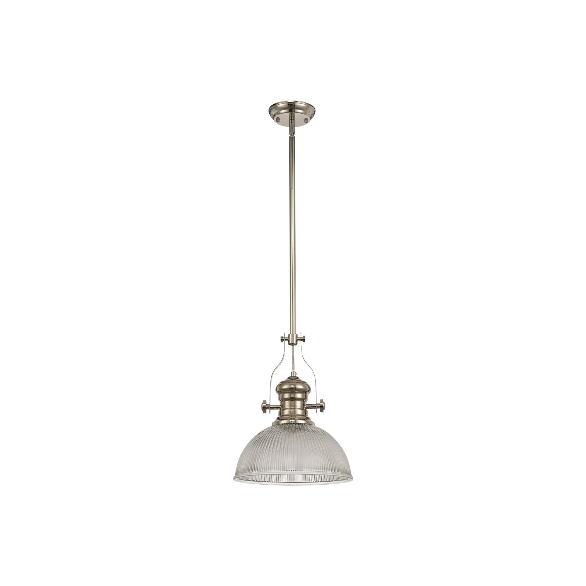 Fabula Epping Single Pendant - 30cm Dome Glass Shade - Polished Nickel & Clear Glass