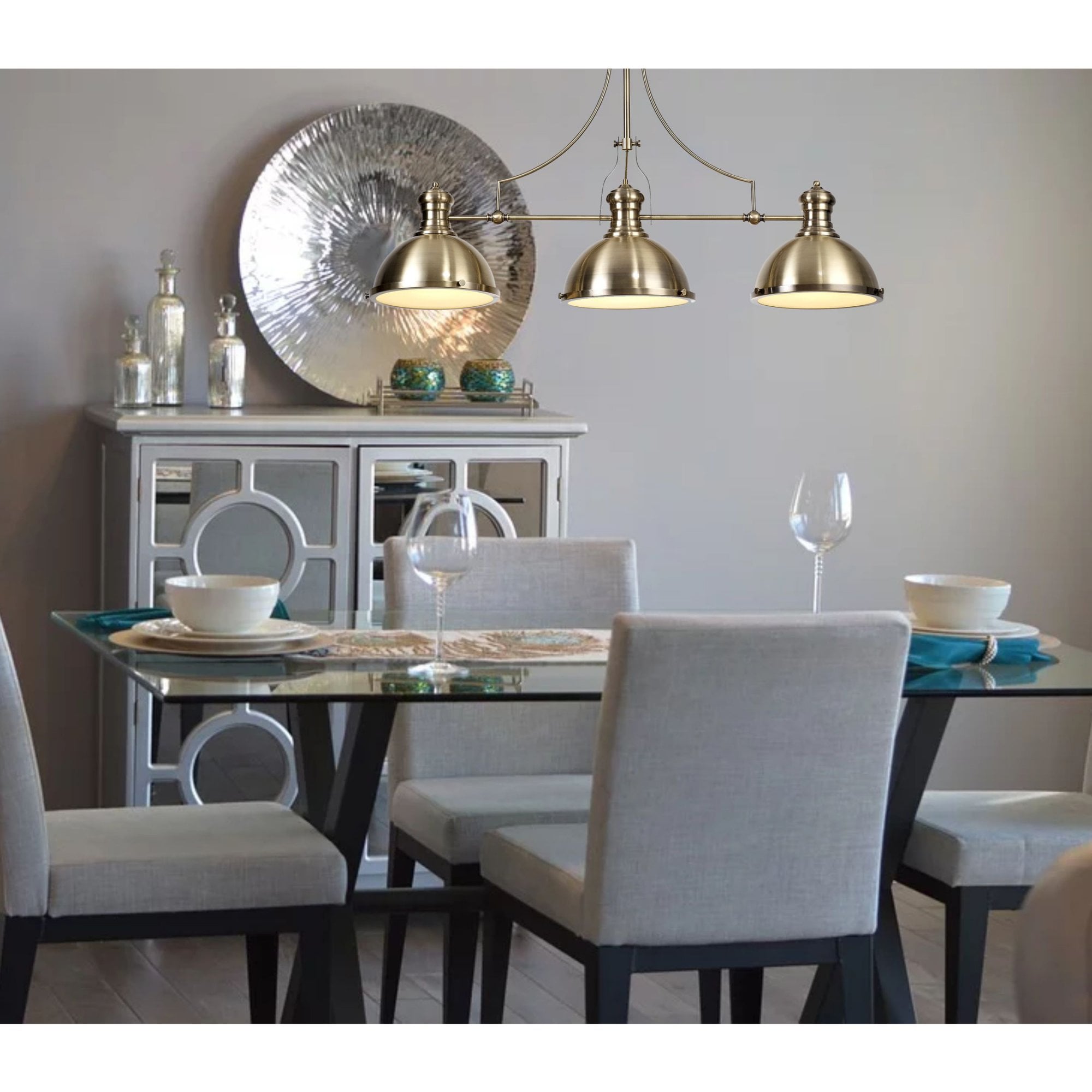 Fabula Epping 3 Light Linear Pendant - Antique Brass