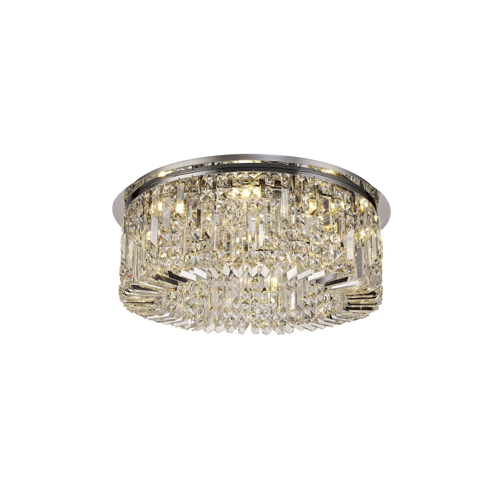 Fabula Fernbank 8 Light Round Flush Chandelier - Polished Chrome & Crystal