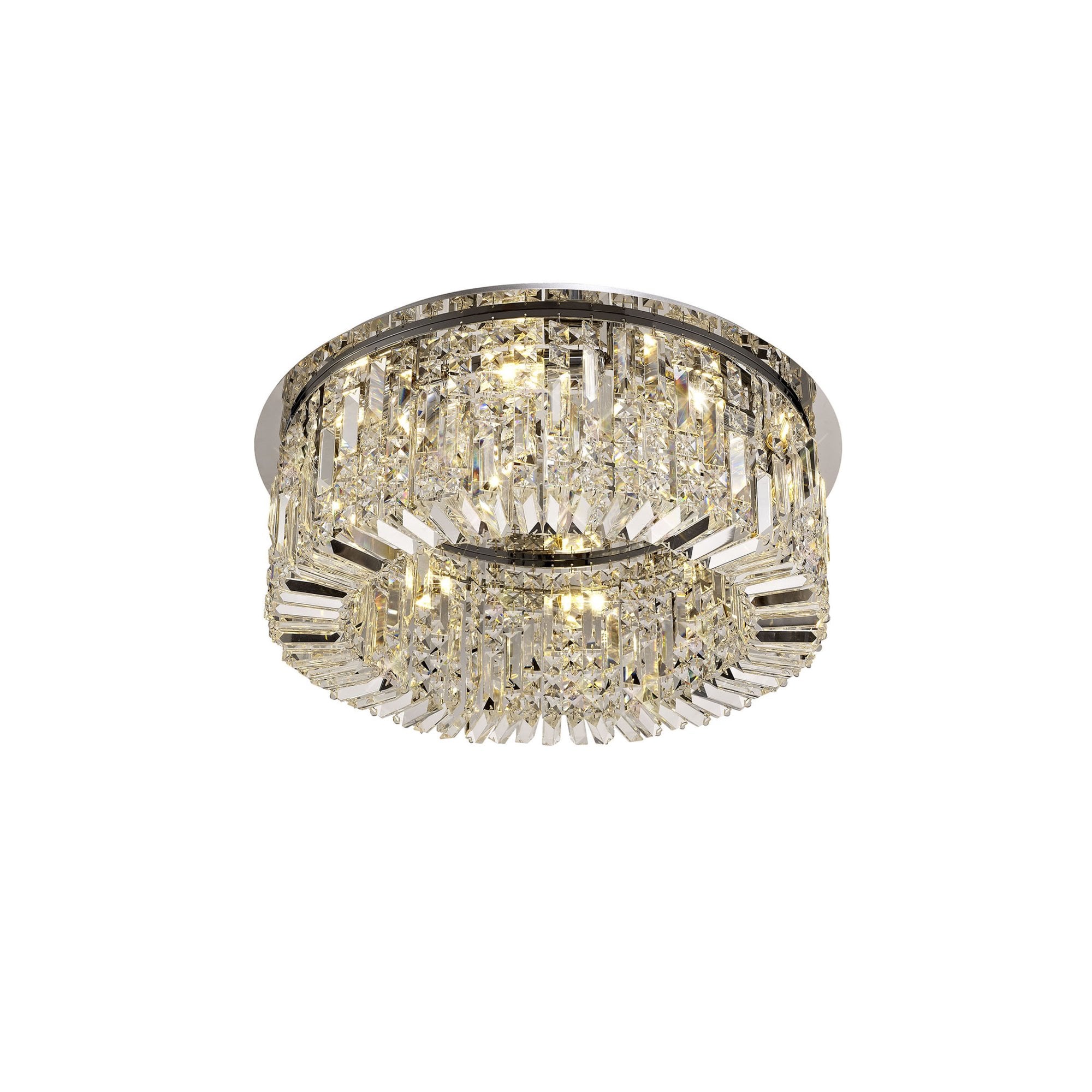 Fabula Fernbank 8 Light Round Flush Chandelier - Polished Chrome & Crystal