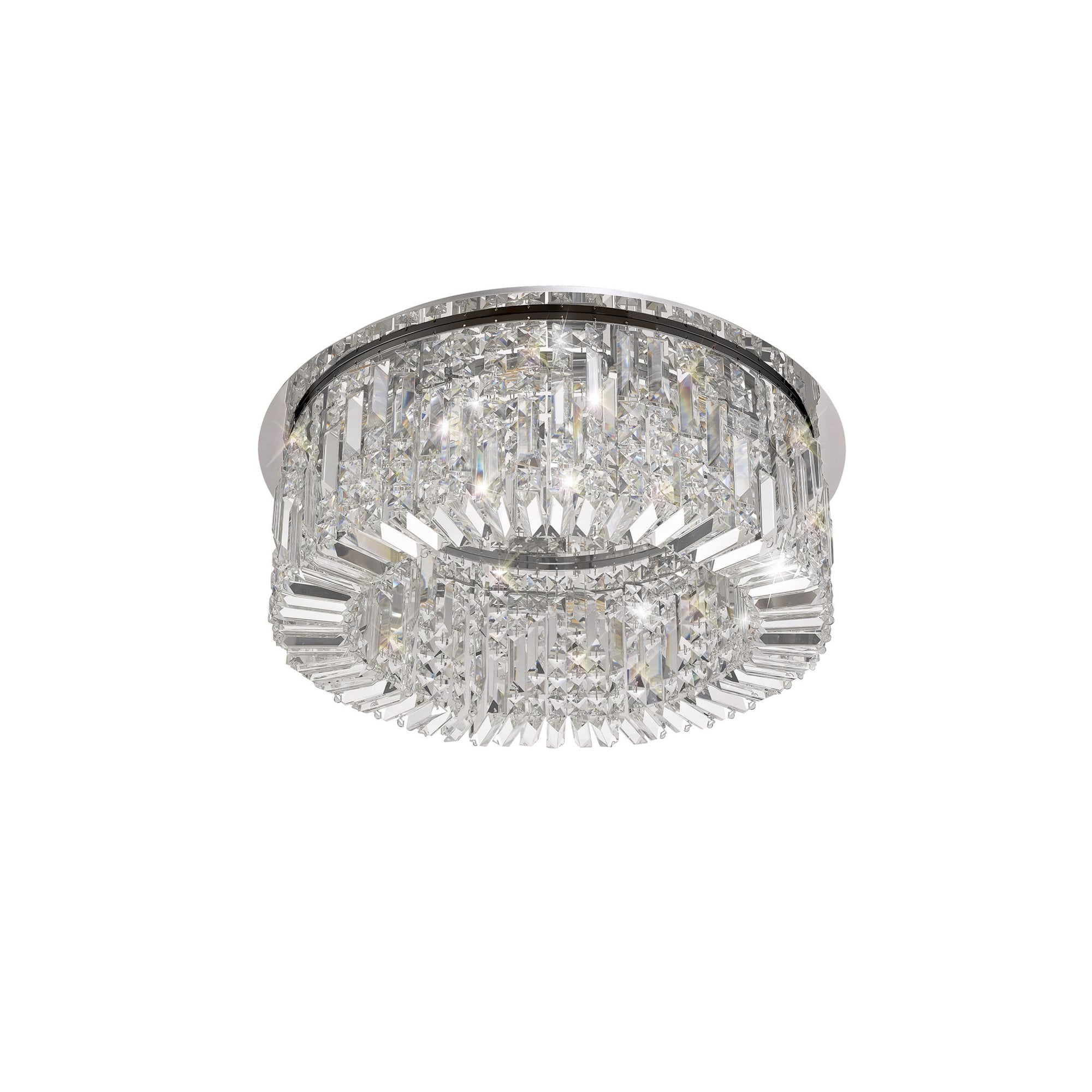 Fabula Fernbank 8 Light Round Flush Chandelier - Polished Chrome & Crystal