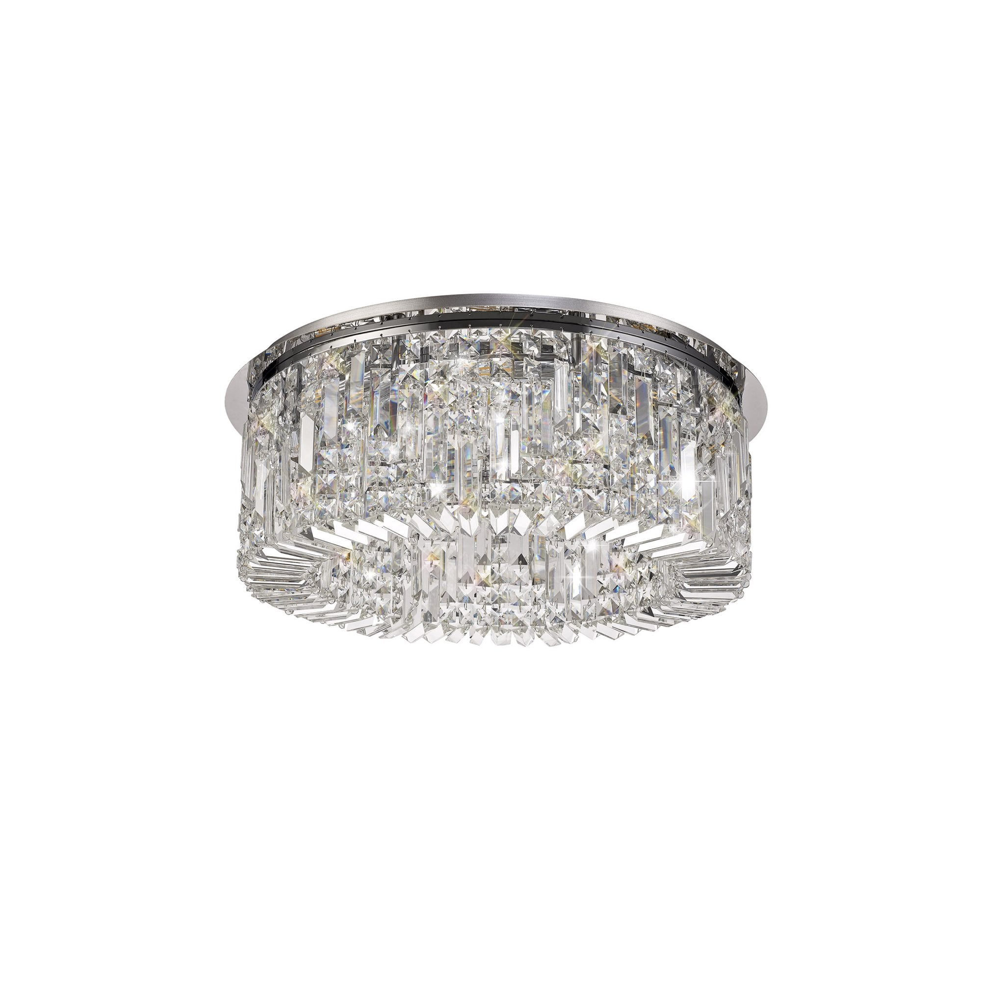 Fabula Fernbank 8 Light Round Flush Chandelier - Polished Chrome & Crystal