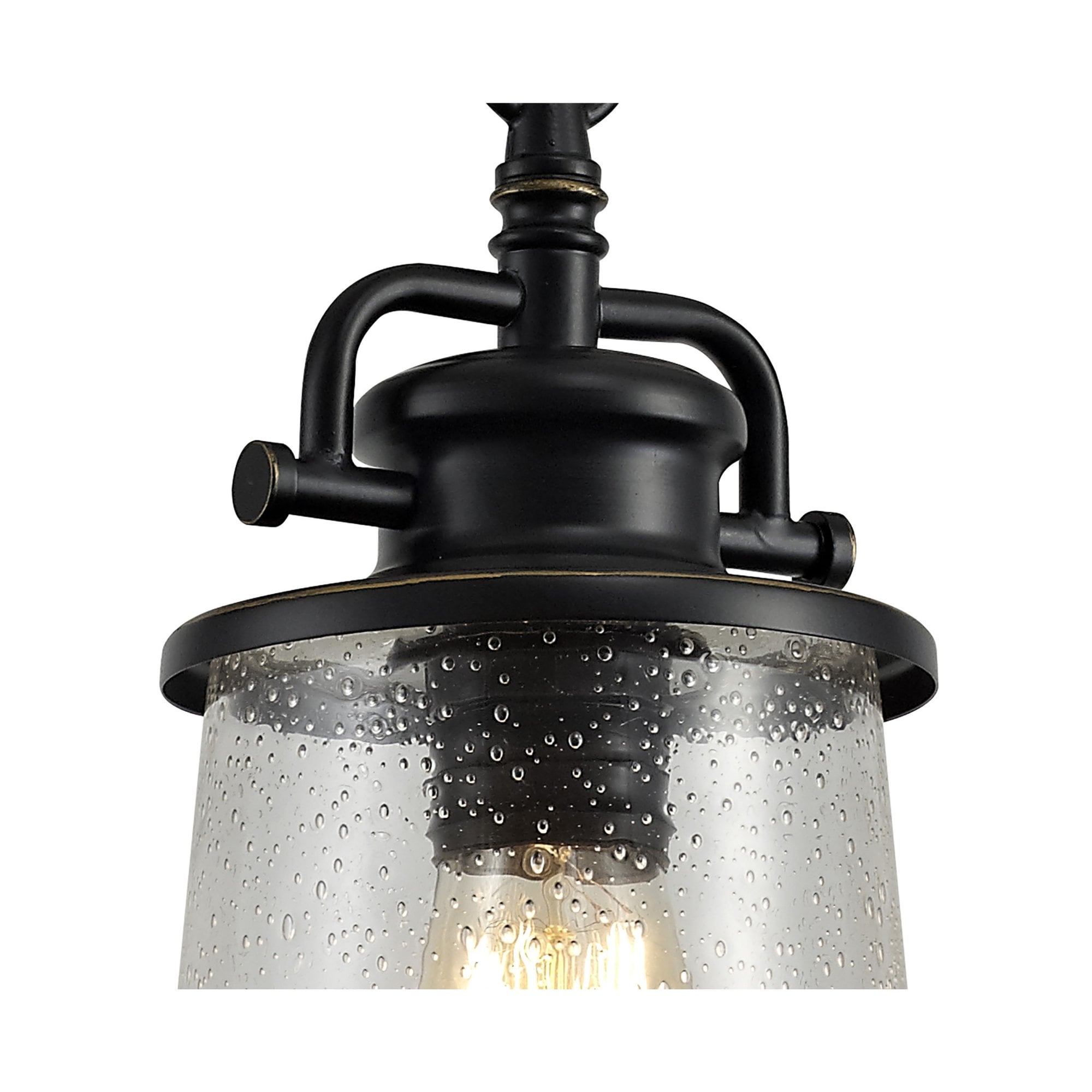 Fabula Nightingale Single Pendant - Black/Gold & Seeded Clear Glass - IP54