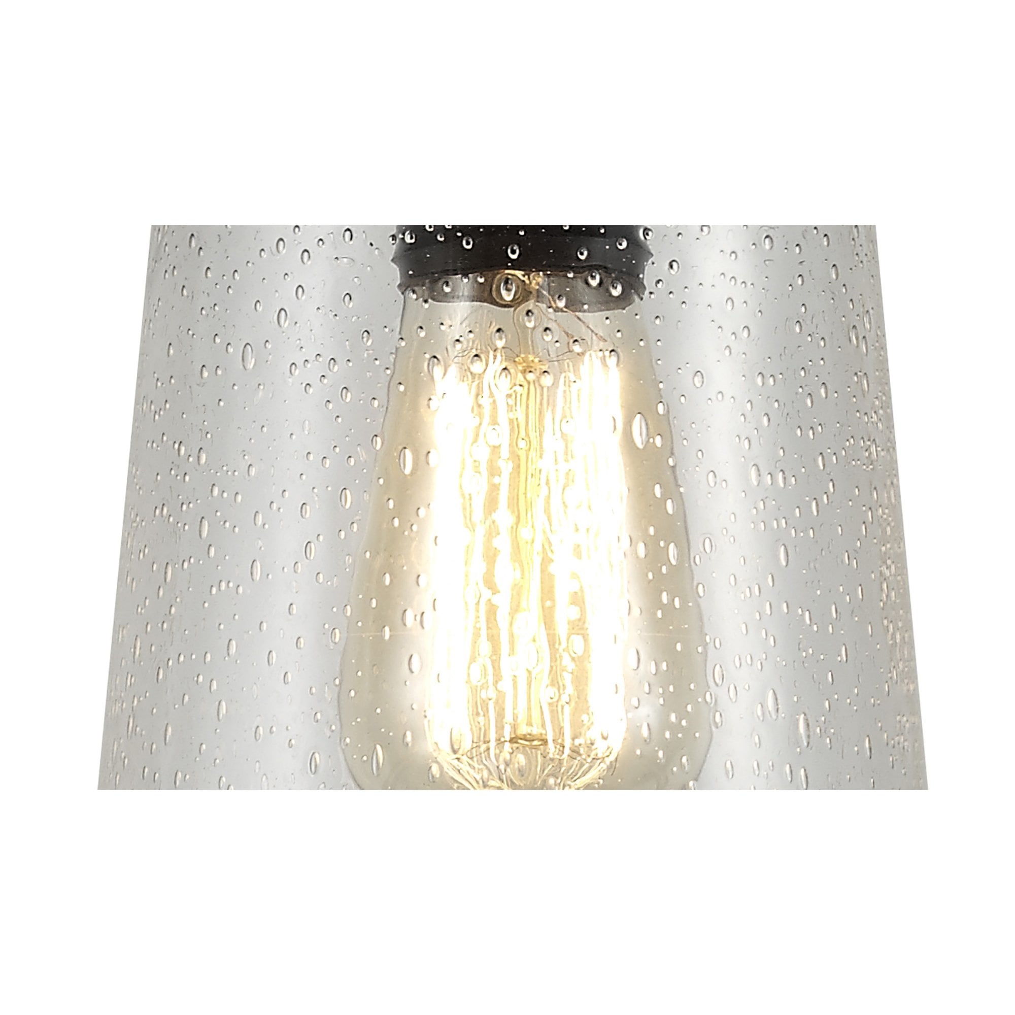 Fabula Nightingale Single Pendant - Black/Gold & Seeded Clear Glass - IP54