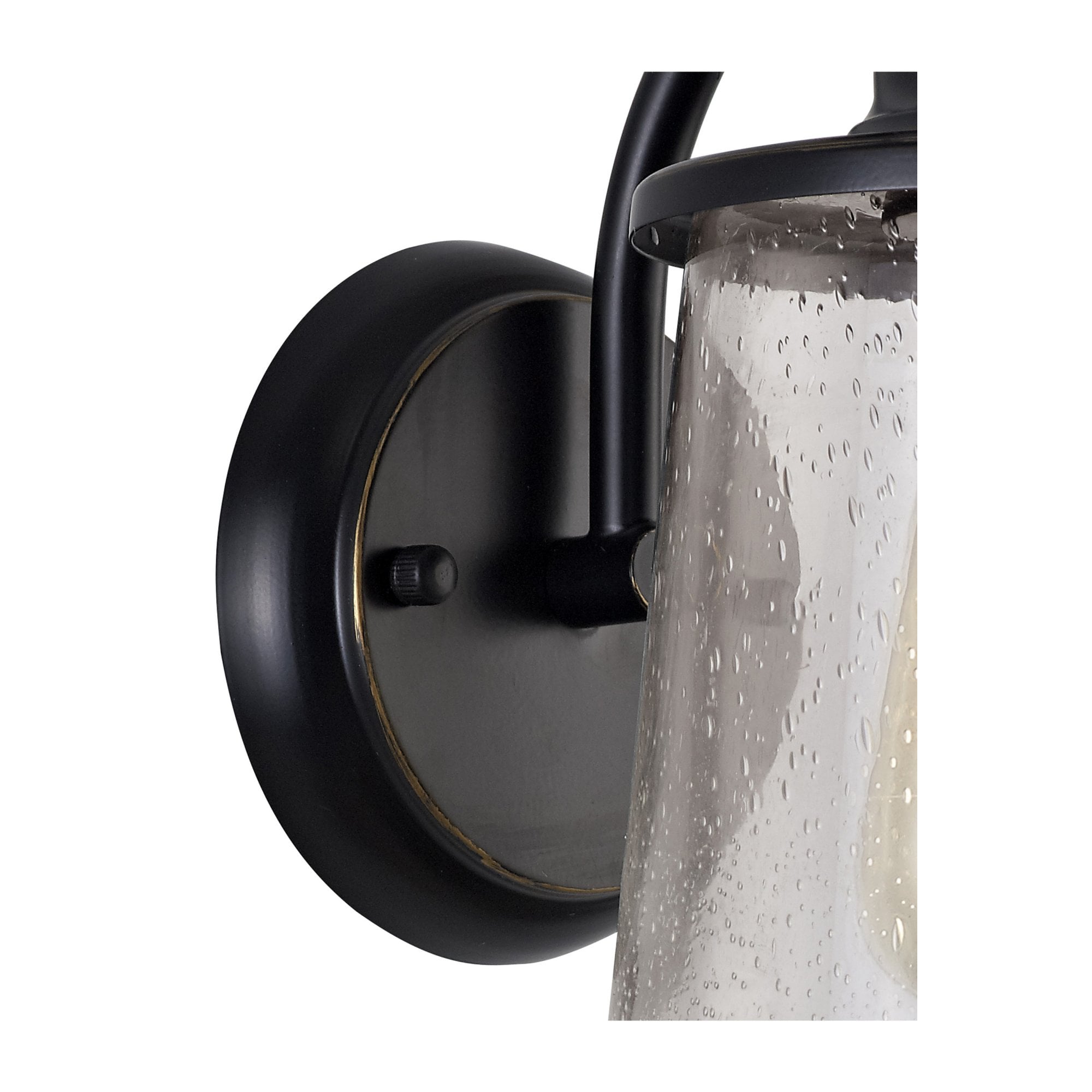 Fabula Nightingale Single Wall Lamp - Black/Gold & Seeded Clear Glass - IP54