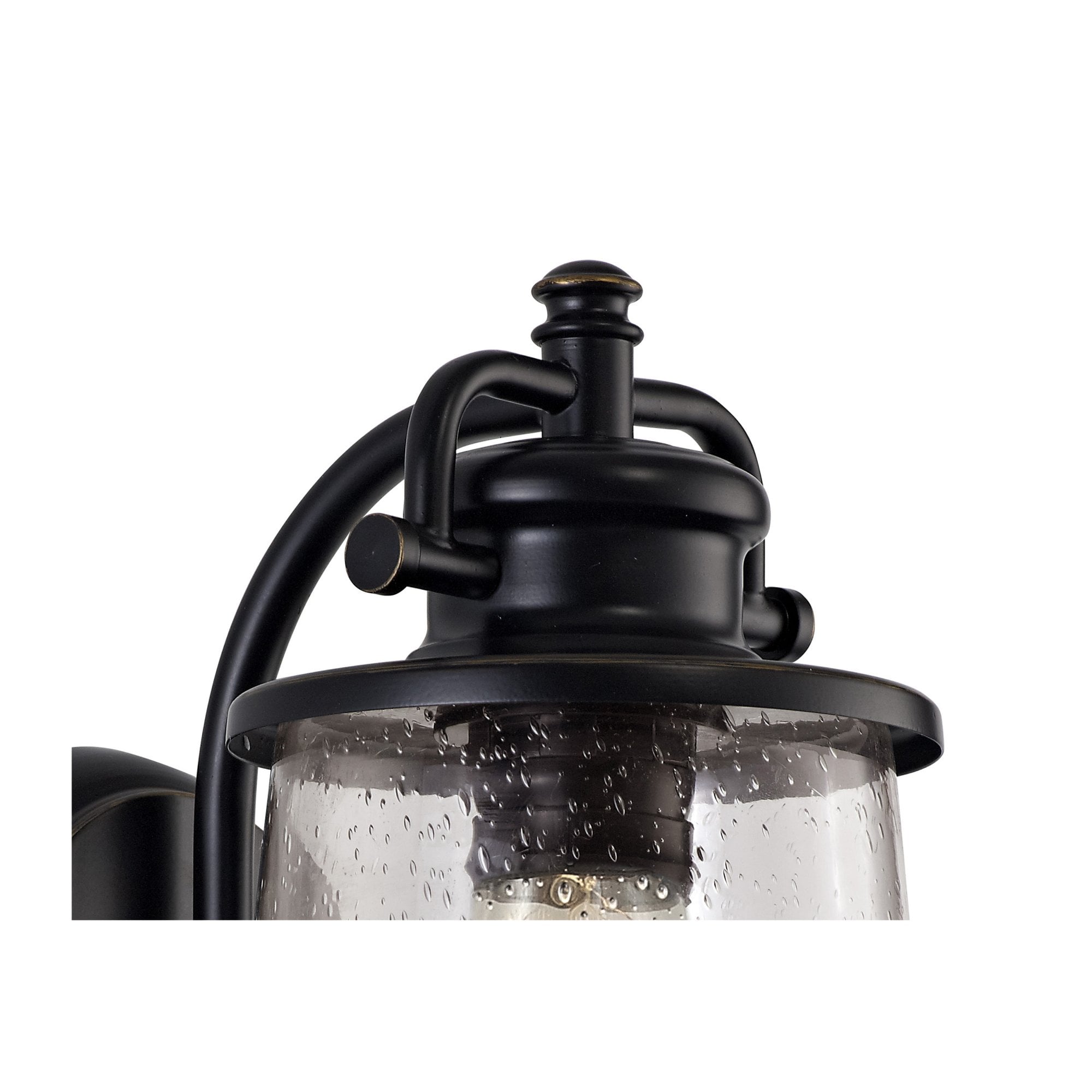 Fabula Nightingale Single Wall Lamp - Black/Gold & Seeded Clear Glass - IP54