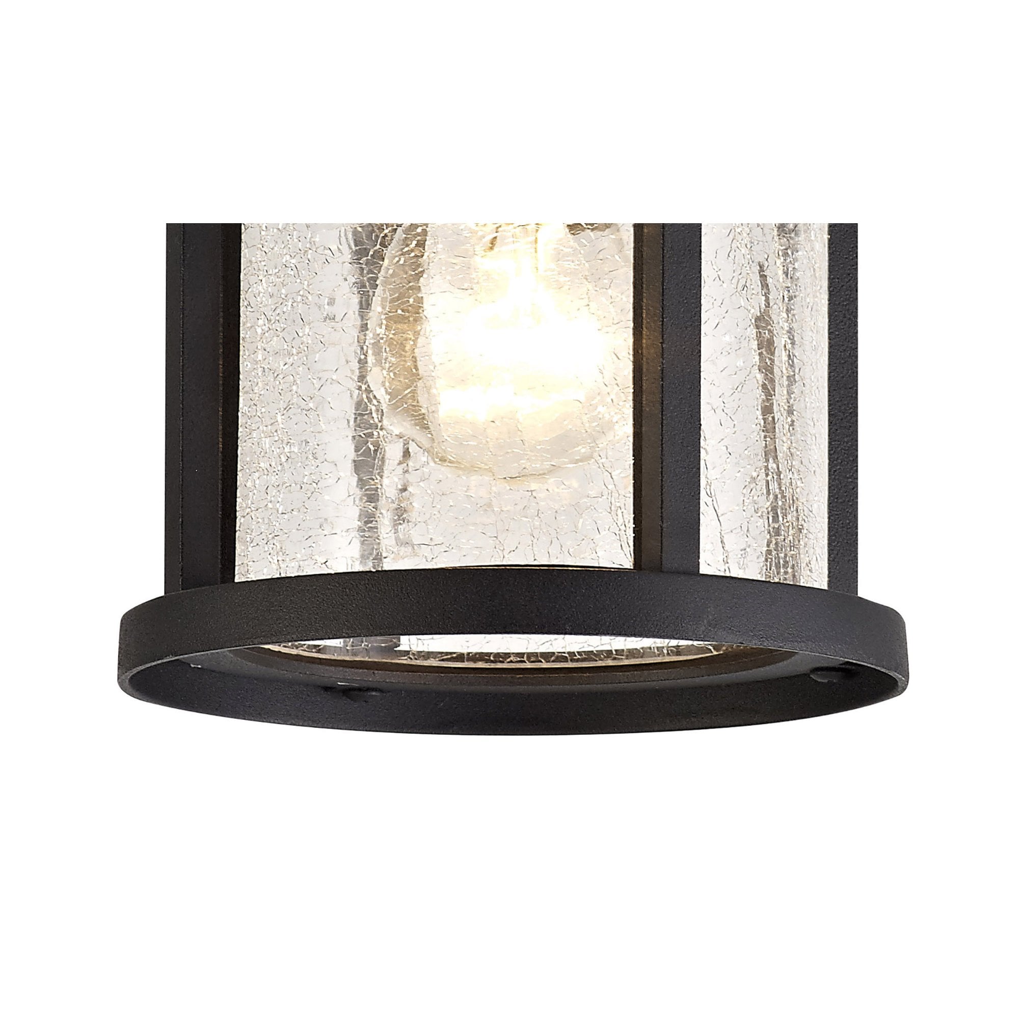Fabula Bennington Flush Light - Black & Clear Crackled Glass - IP54