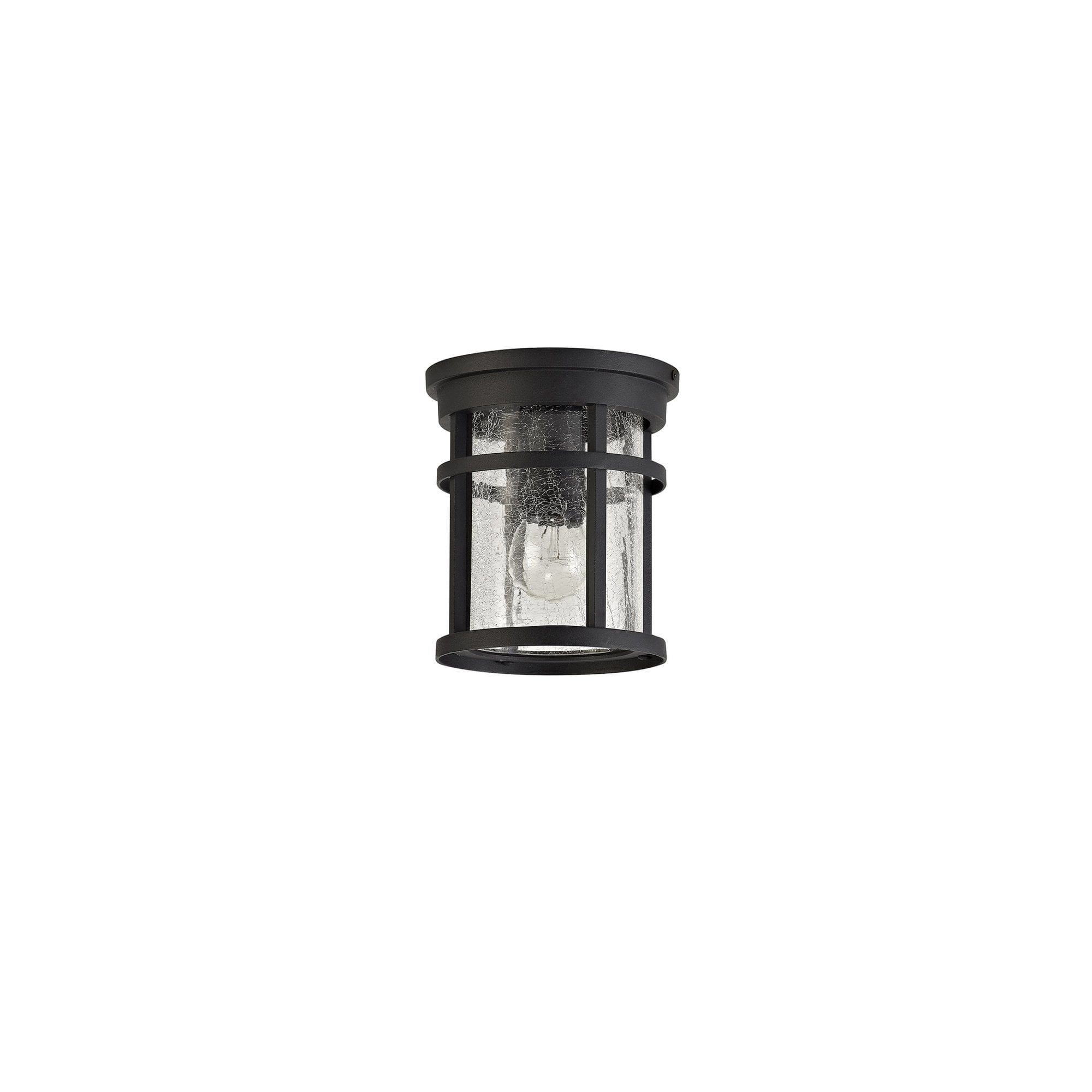 Fabula Bennington Flush Light - Black & Clear Crackled Glass - IP54