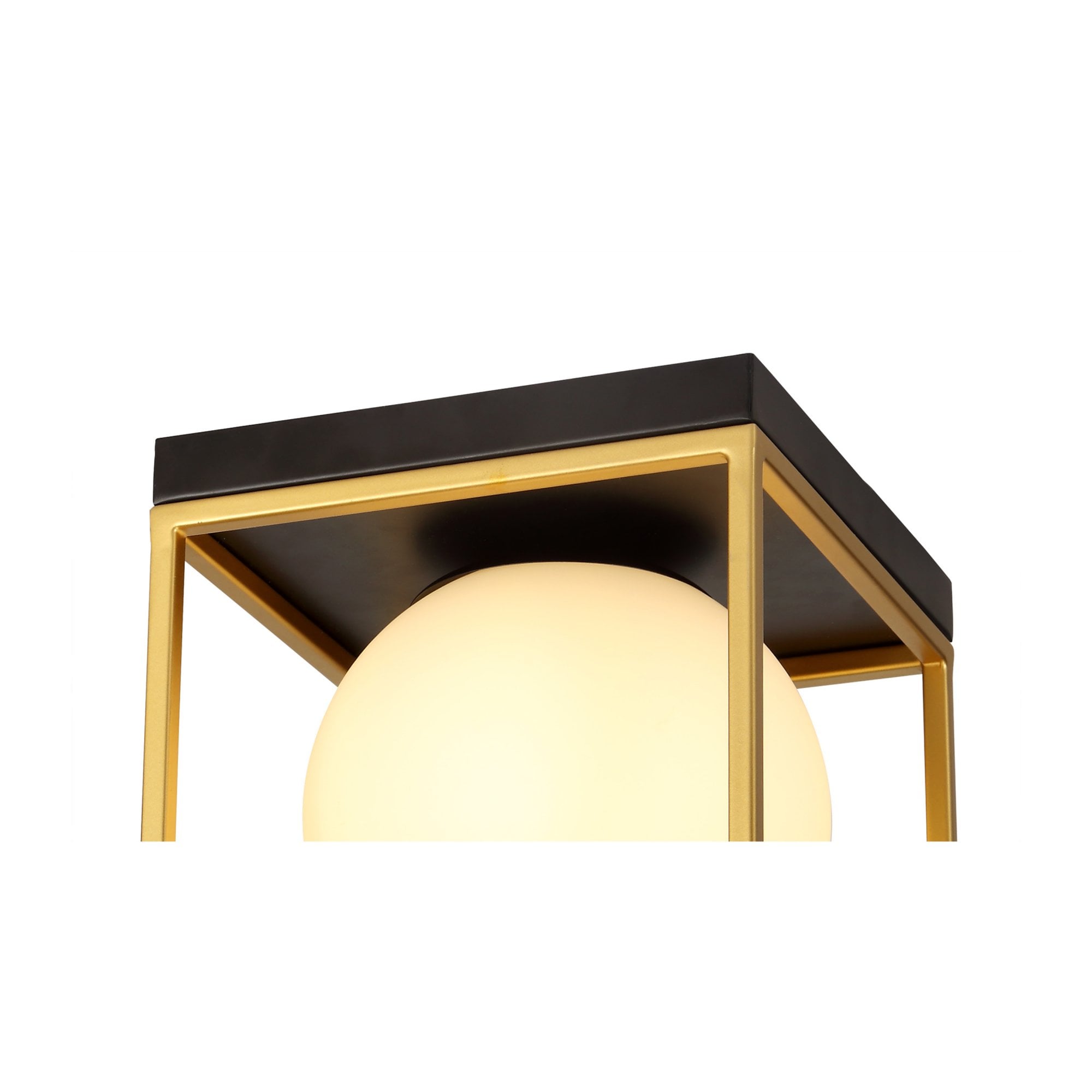 Fabula Newbury Single Square Flush Light - Matt Black & Painted Gold