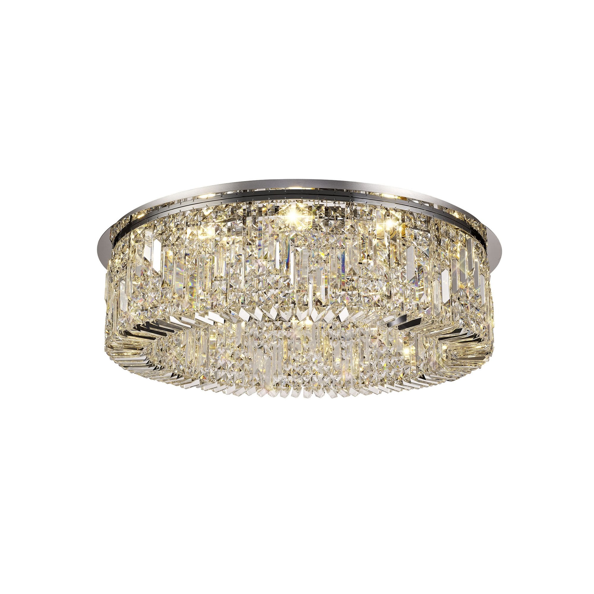 Fabula Fernbank 12 Light Round Flush Chandelier - Polished Chrome & Crystal