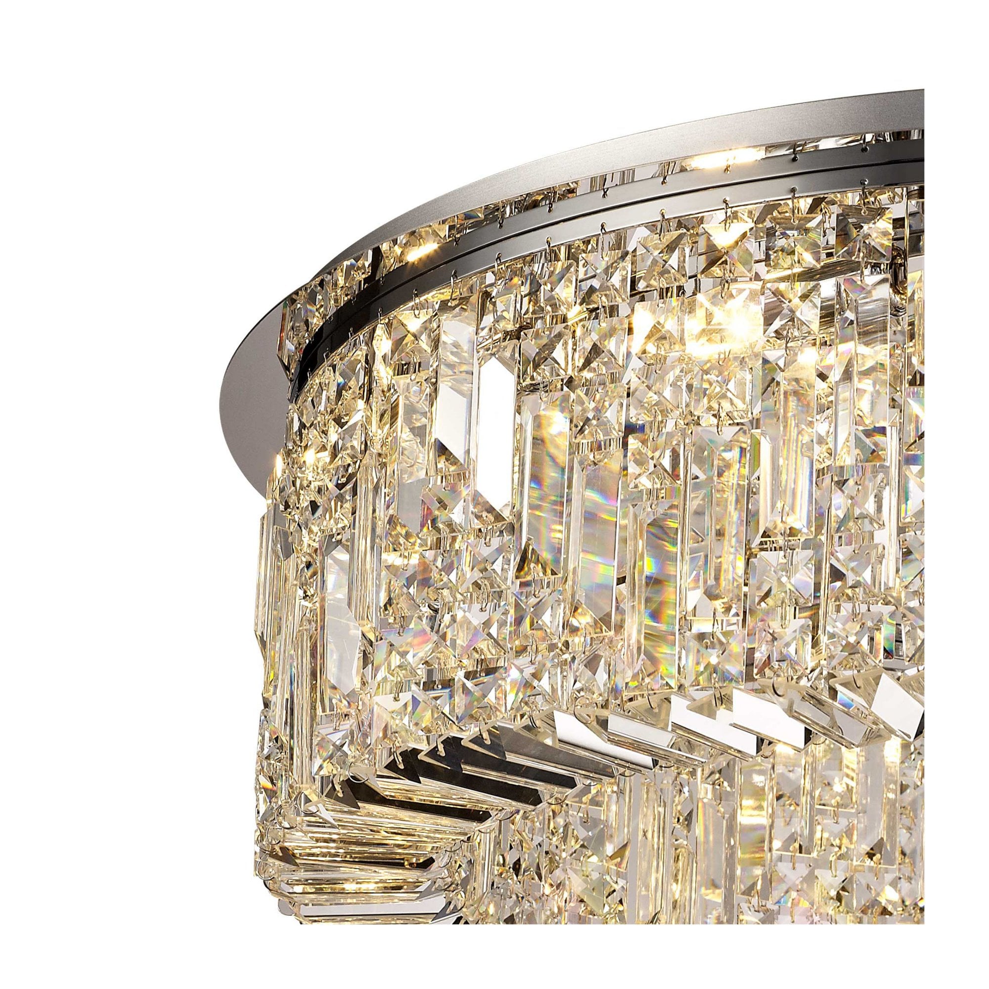 Fabula Fernbank 12 Light Round Flush Chandelier - Polished Chrome & Crystal