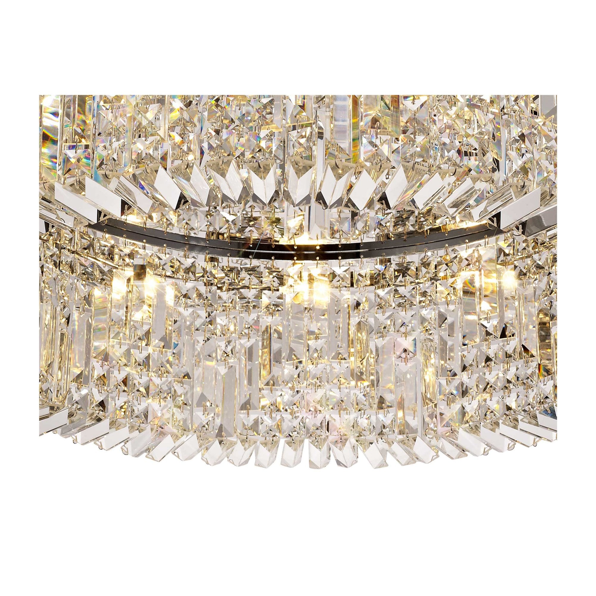 Fabula Fernbank 12 Light Round Flush Chandelier - Polished Chrome & Crystal