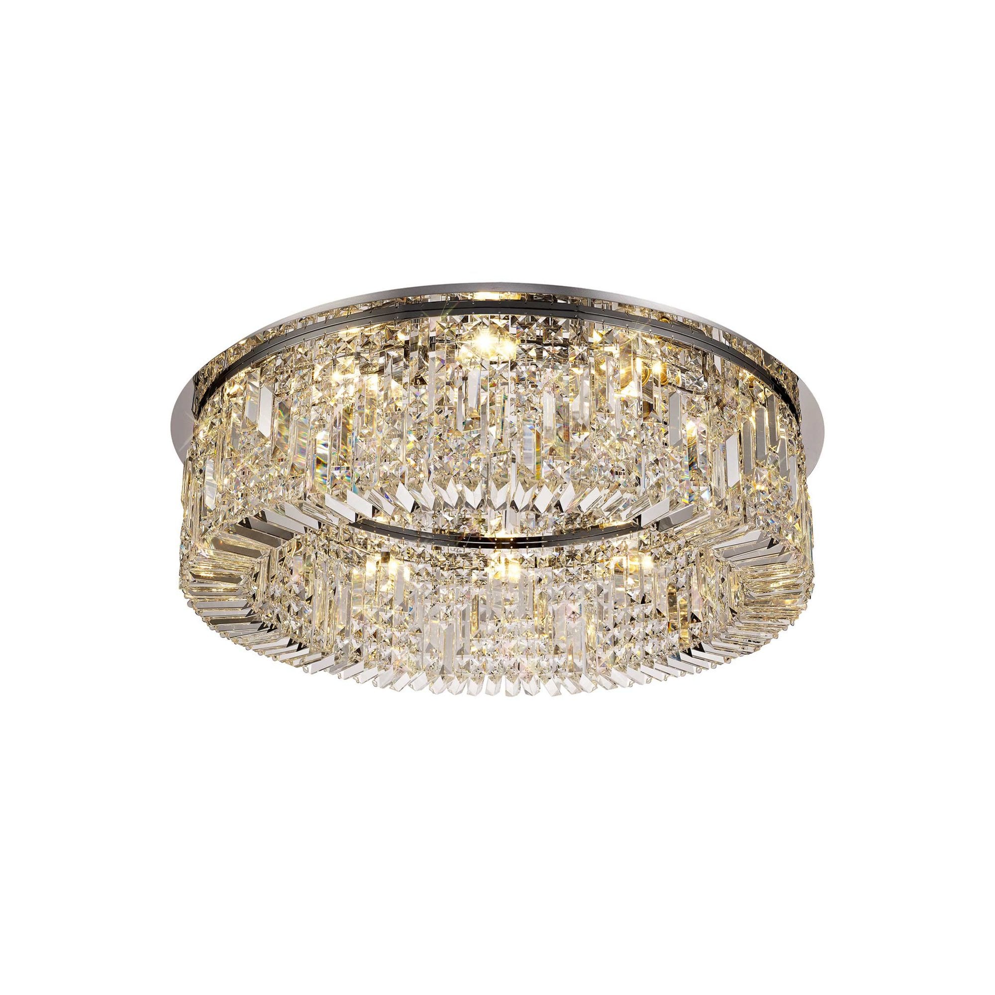 Fabula Fernbank 12 Light Round Flush Chandelier - Polished Chrome & Crystal