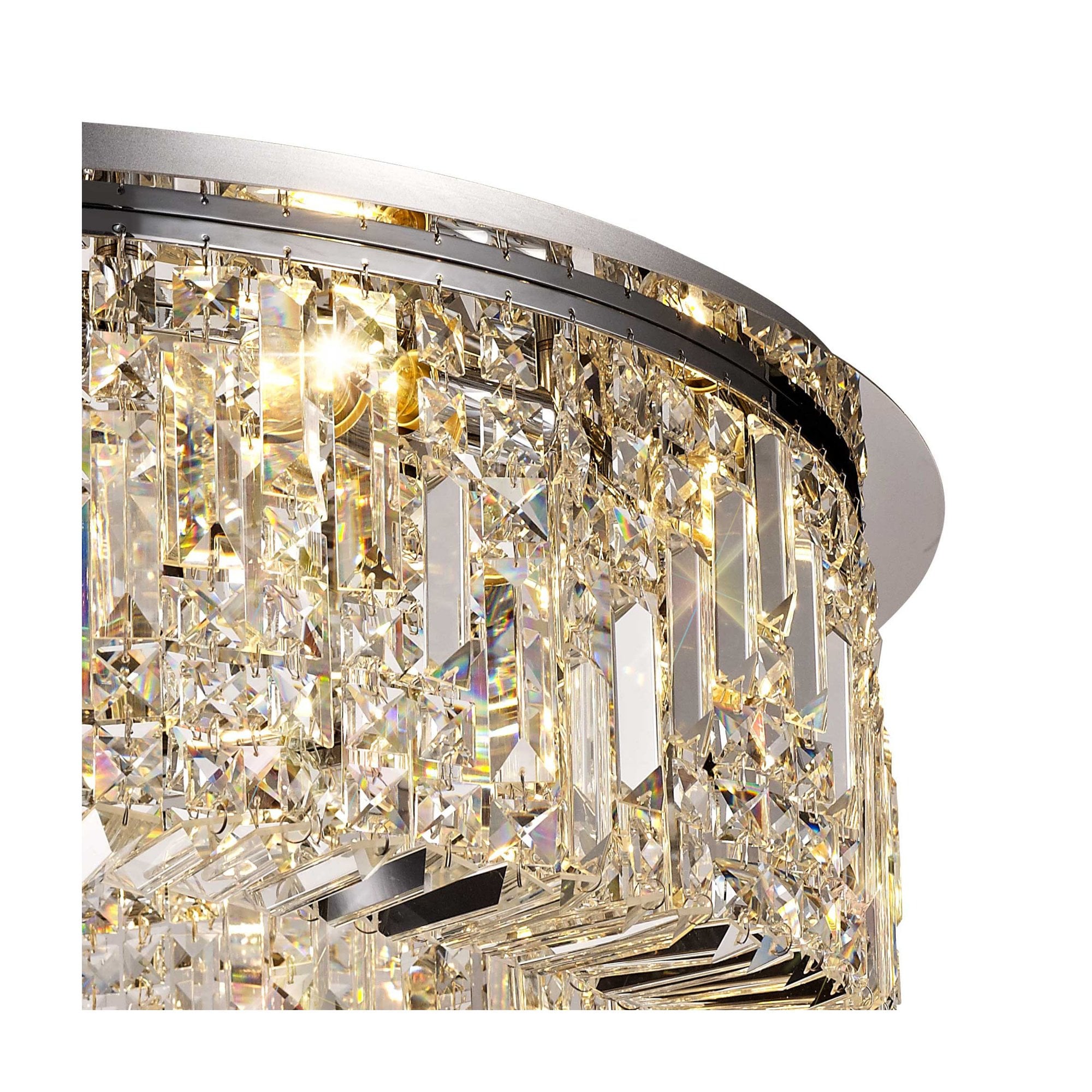 Fabula Fernbank 12 Light Round Flush Chandelier - Polished Chrome & Crystal