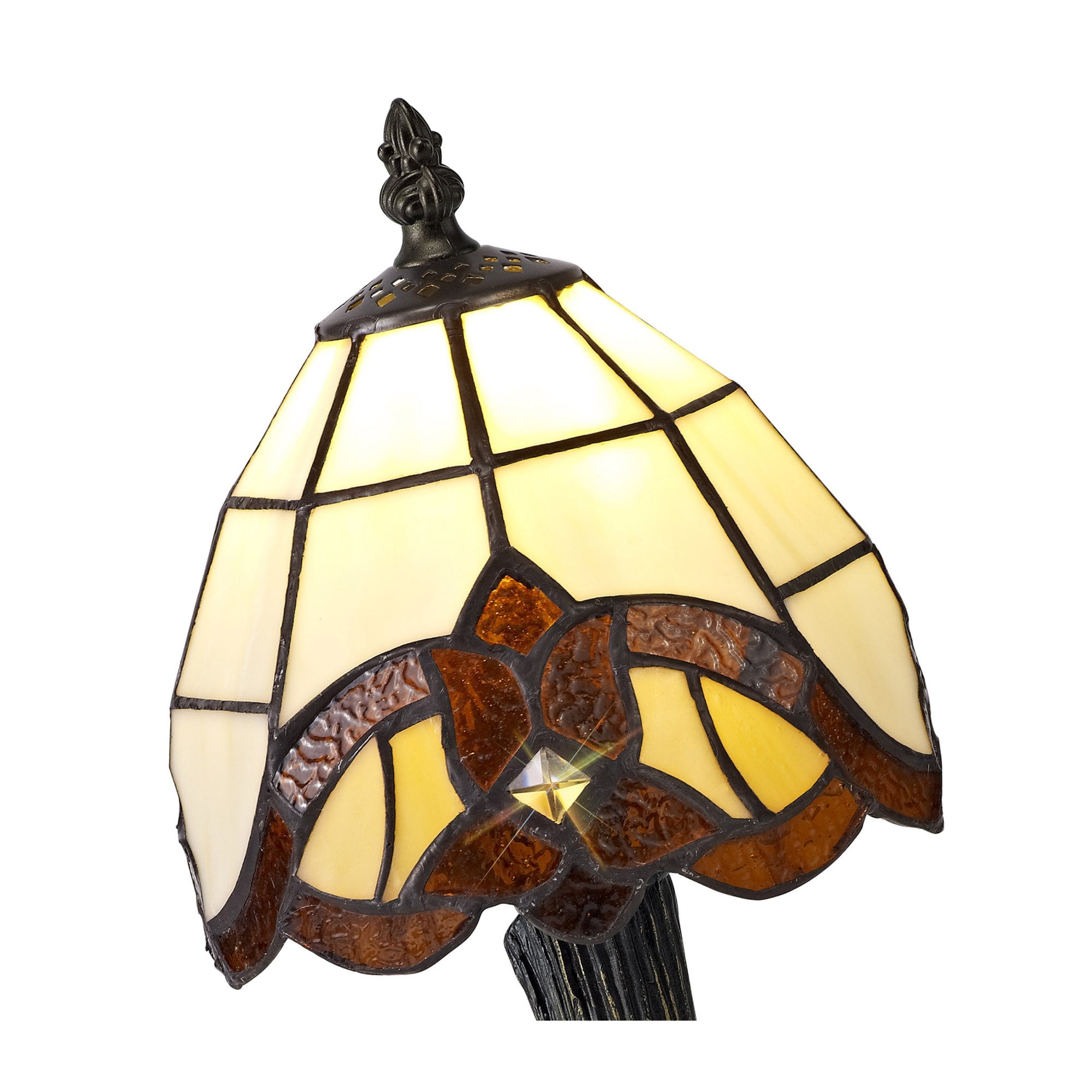 Fabula Wellington Tiffany Table Lamp - Cream & Amber