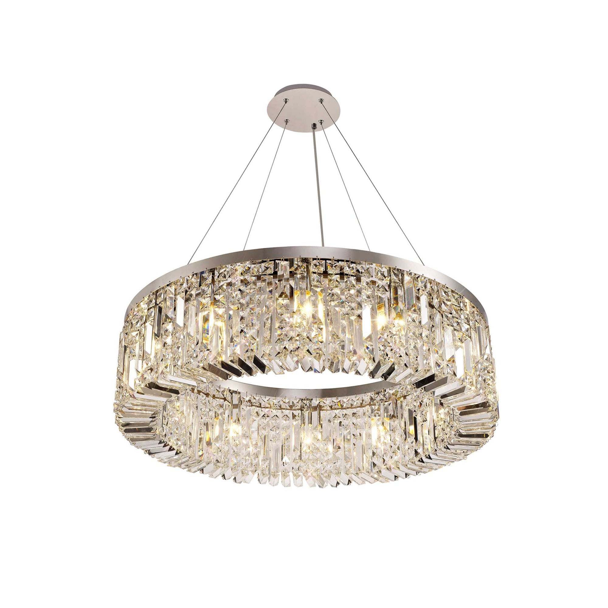 Fabula Fernbank 12 Light Round Pendant Chandelier - Polished Chrome & Crystal