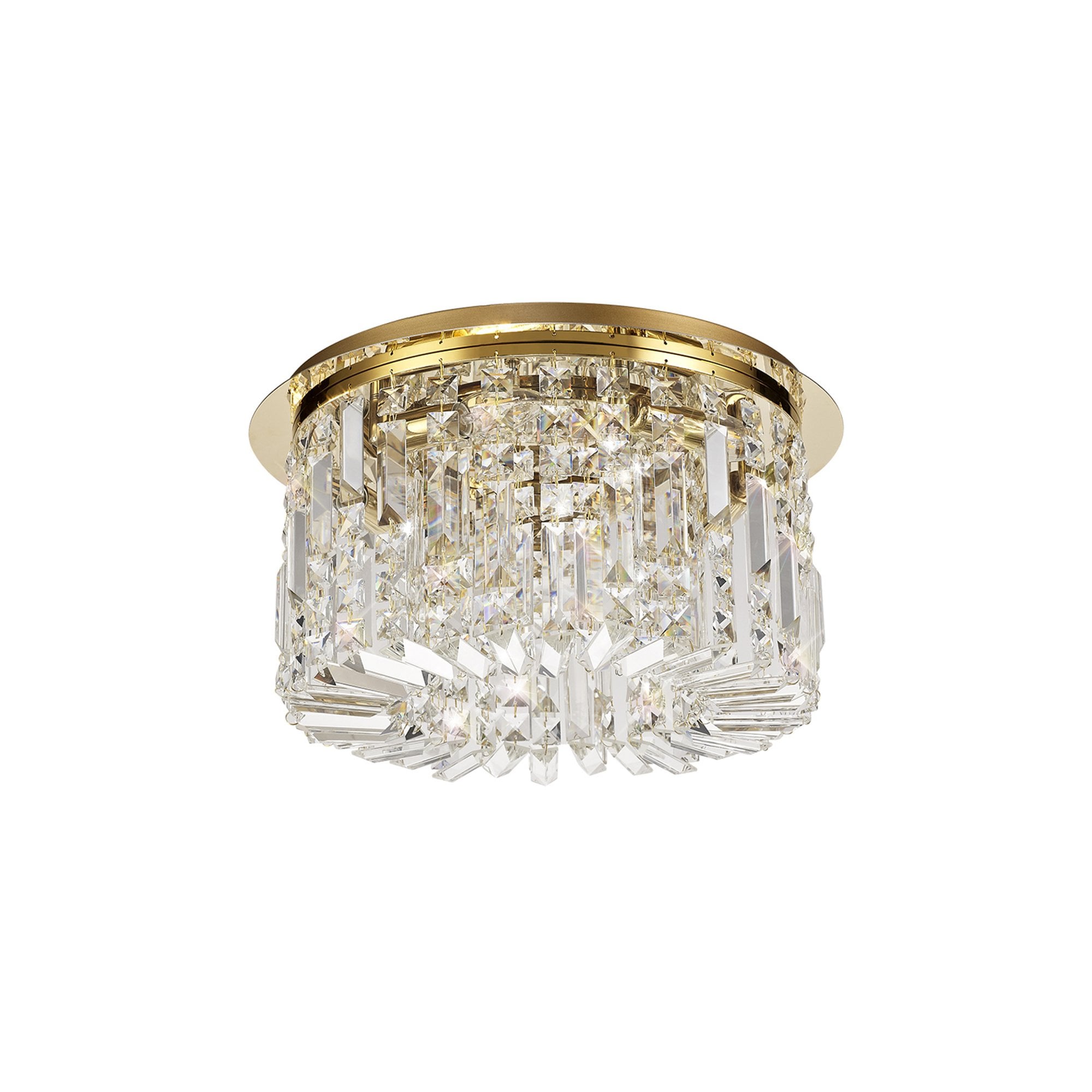 Fabula Fernbank 5 Light Round Flush Chandelier - Gold & Crystal