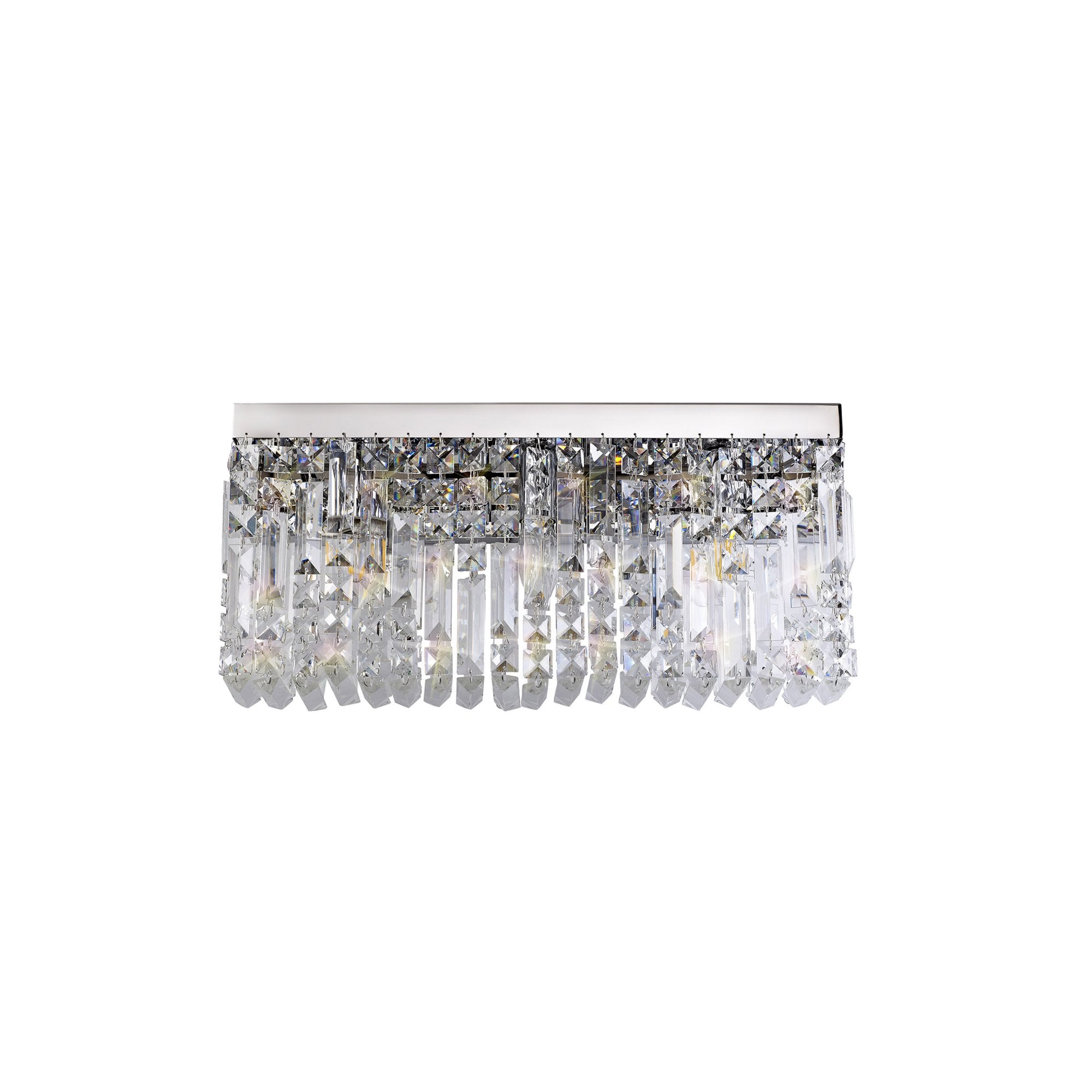 Fabula Fernbank 3 Light Large Rectangular Wall Lamp - Polished Chrome & Crystal
