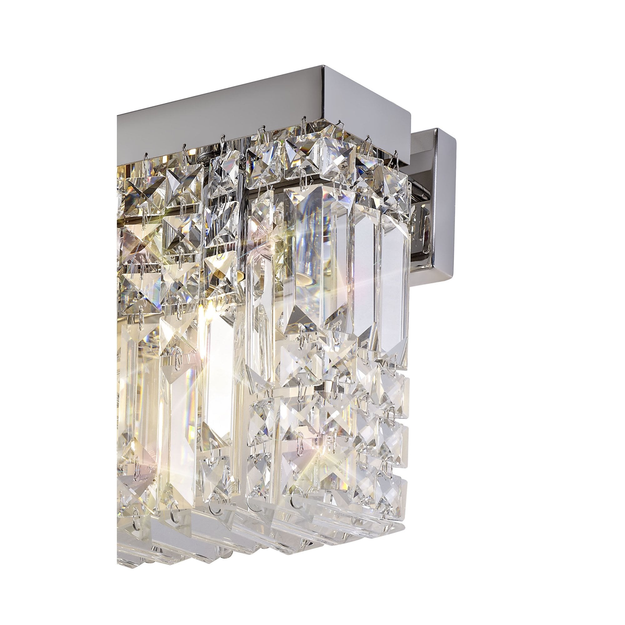 Fabula Fernbank 3 Light Large Rectangular Wall Lamp - Polished Chrome & Crystal