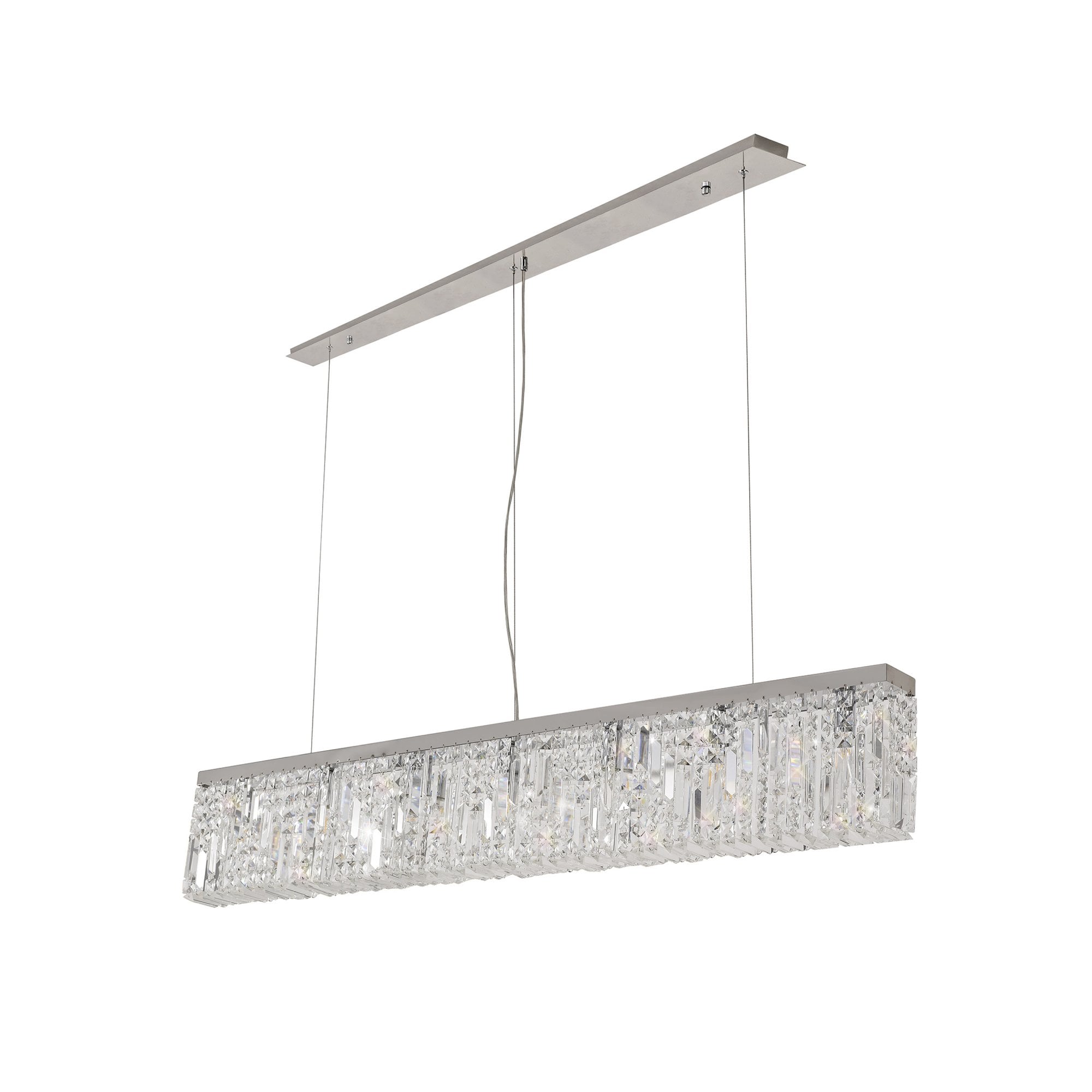 Fabula Fernbank 7 Light Linear Pendant Chandelier - Polished Chrome & Crystal