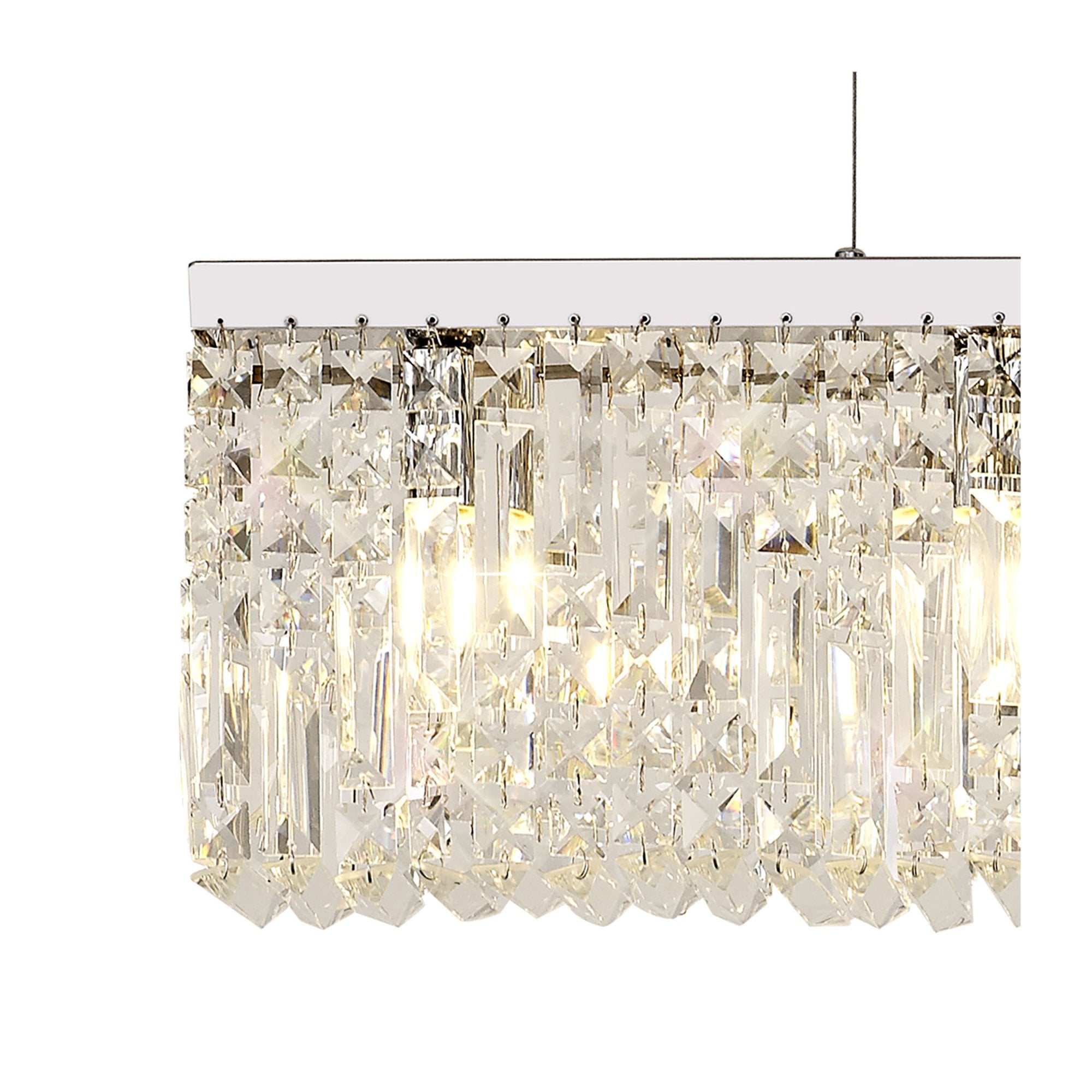 Fabula Fernbank 7 Light Linear Pendant Chandelier - Polished Chrome & Crystal