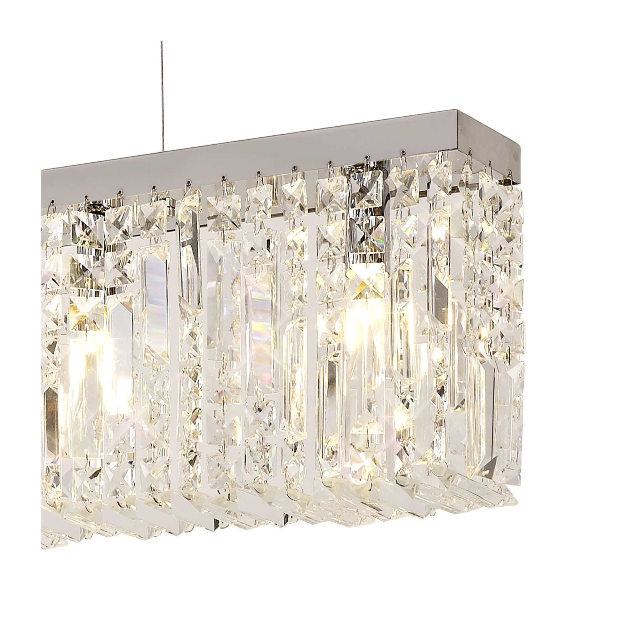 Fabula Fernbank 7 Light Linear Pendant Chandelier - Polished Chrome & Crystal