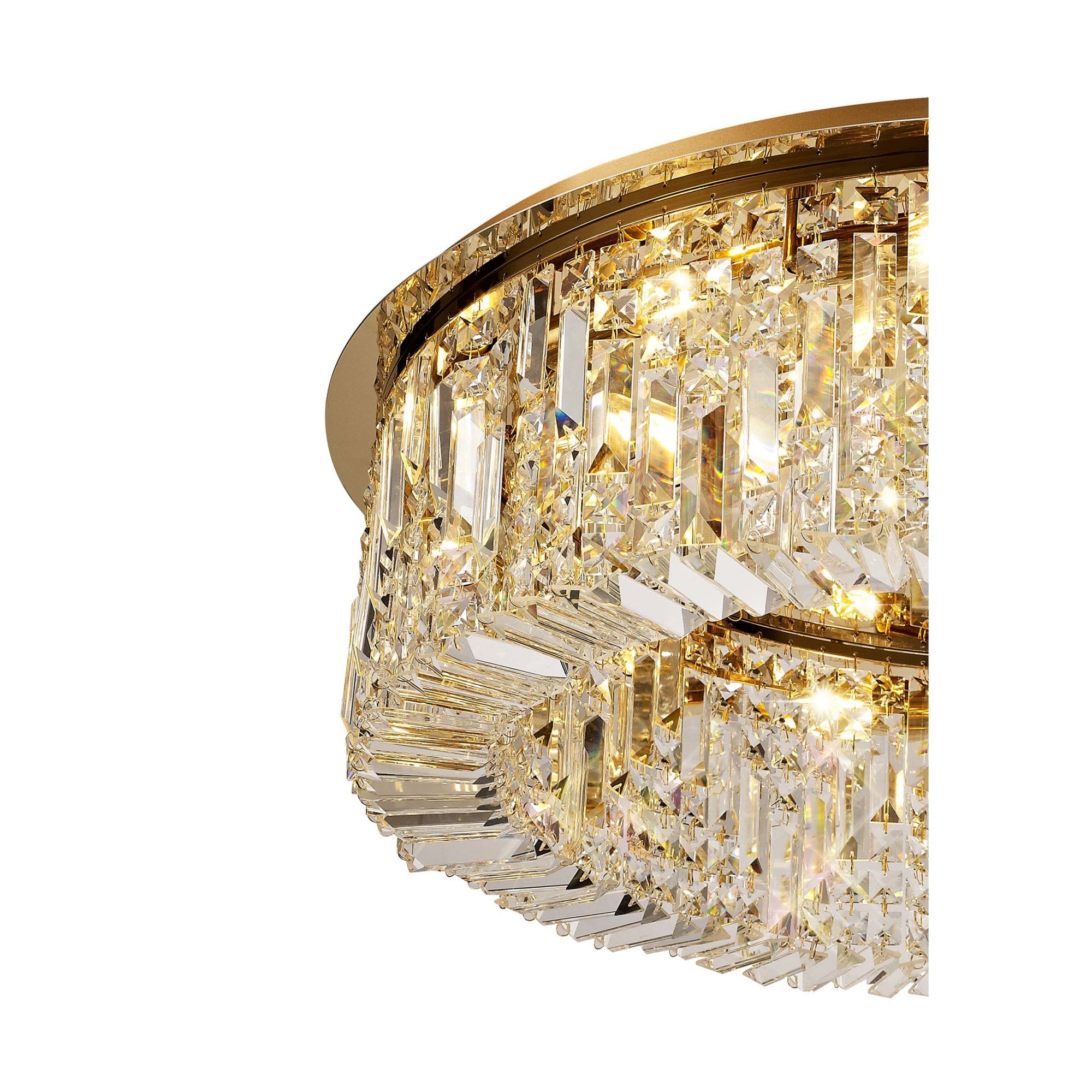 Fabula Fernbank 12 Light Round Flush Chandelier - Gold & Crystal