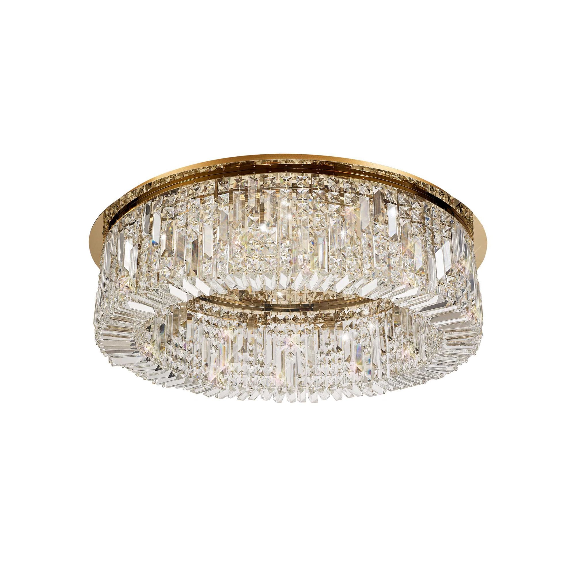 Fabula Fernbank 12 Light Round Flush Chandelier - Gold & Crystal