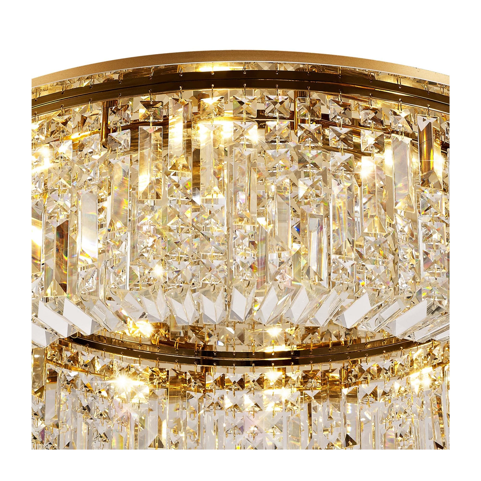 Fabula Fernbank 12 Light Round Flush Chandelier - Gold & Crystal