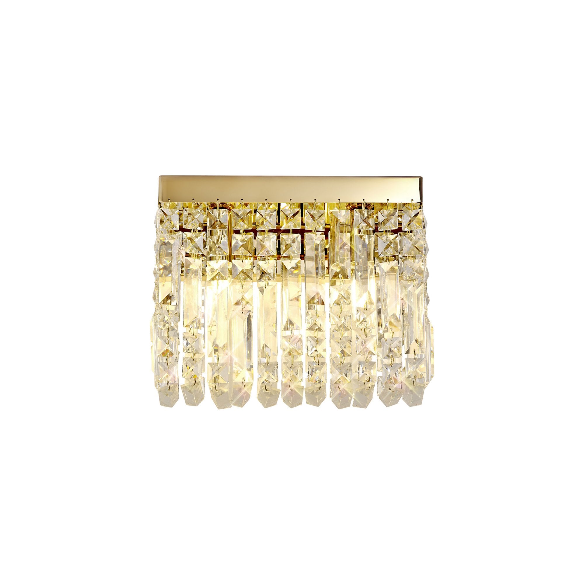 Fabula Fernbank 2 Light Small Rectangular Wall Lamp - Gold & Crystal
