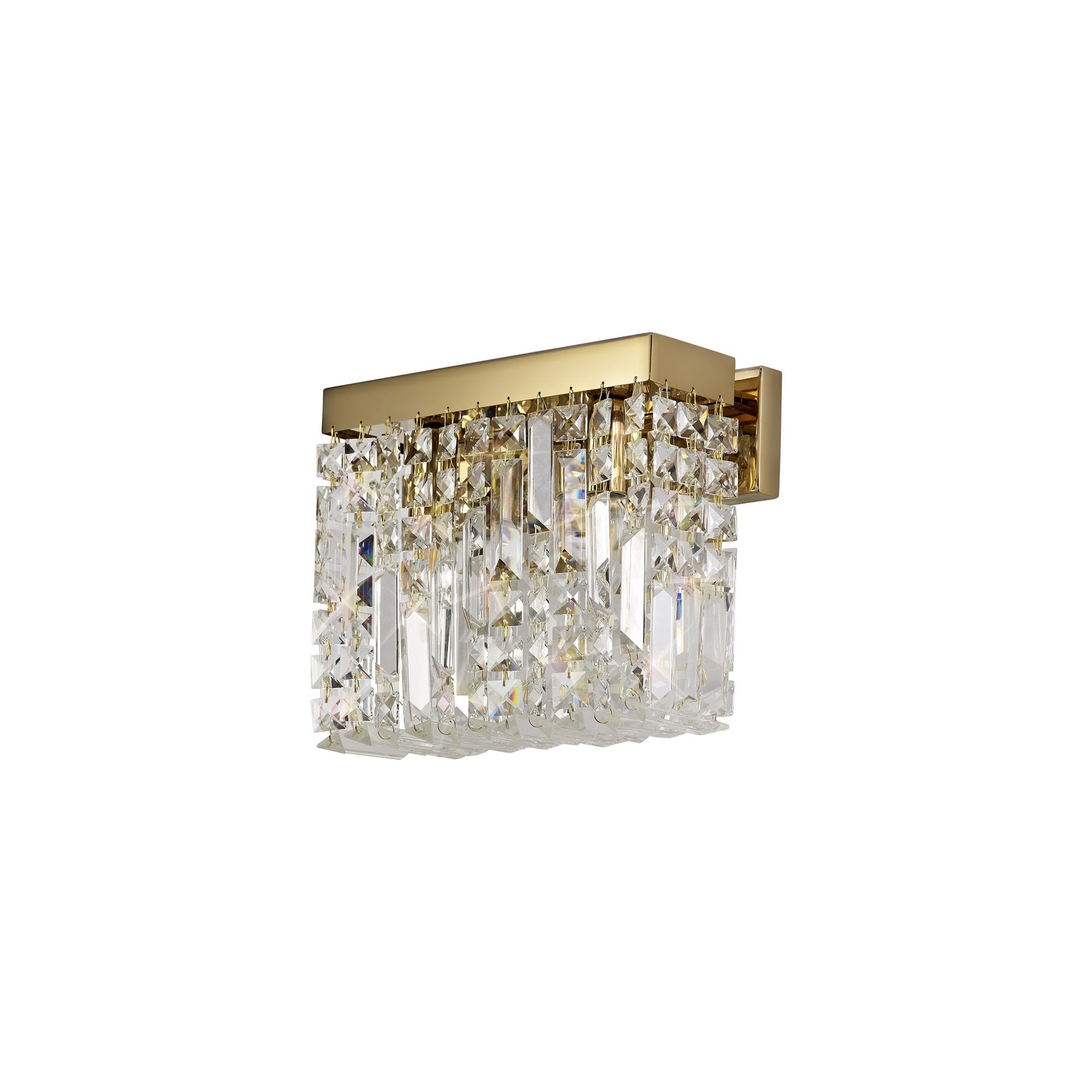 Fabula Fernbank 2 Light Small Rectangular Wall Lamp - Gold & Crystal