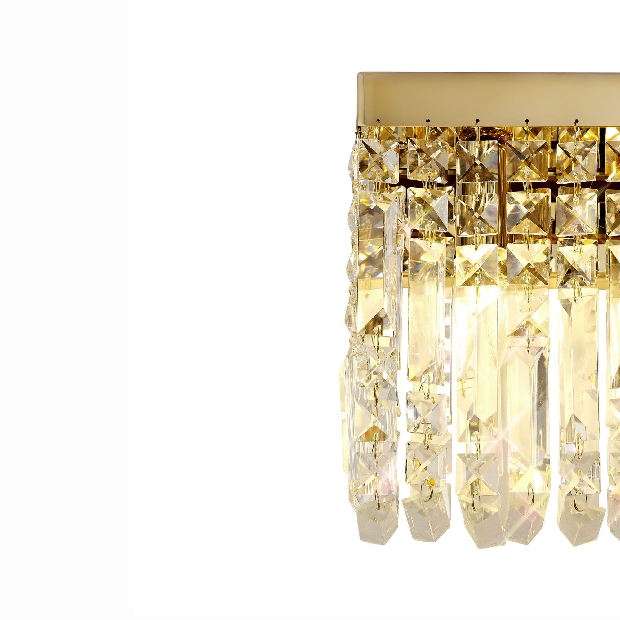 Fabula Fernbank 2 Light Small Rectangular Wall Lamp - Gold & Crystal