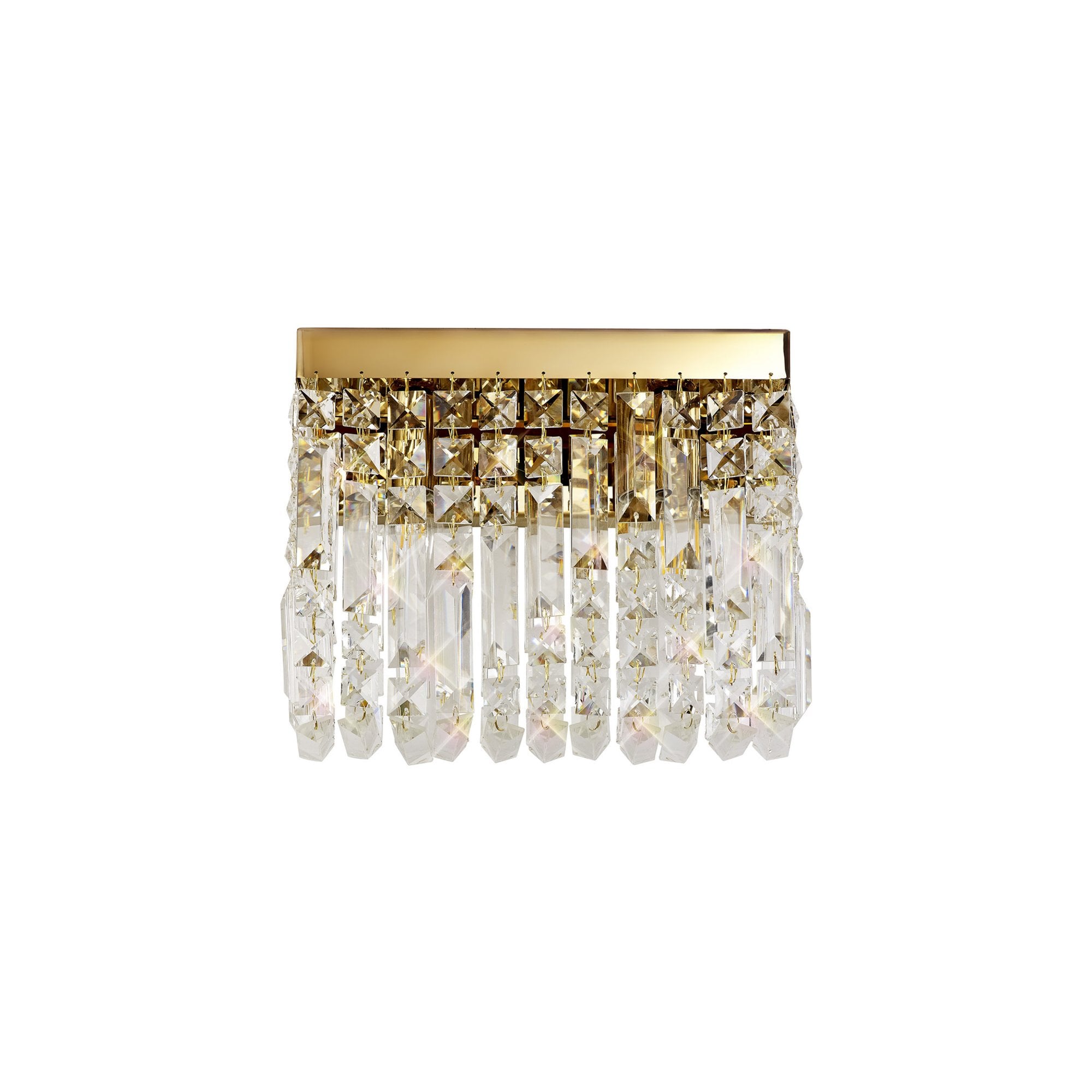Fabula Fernbank 2 Light Small Rectangular Wall Lamp - Gold & Crystal