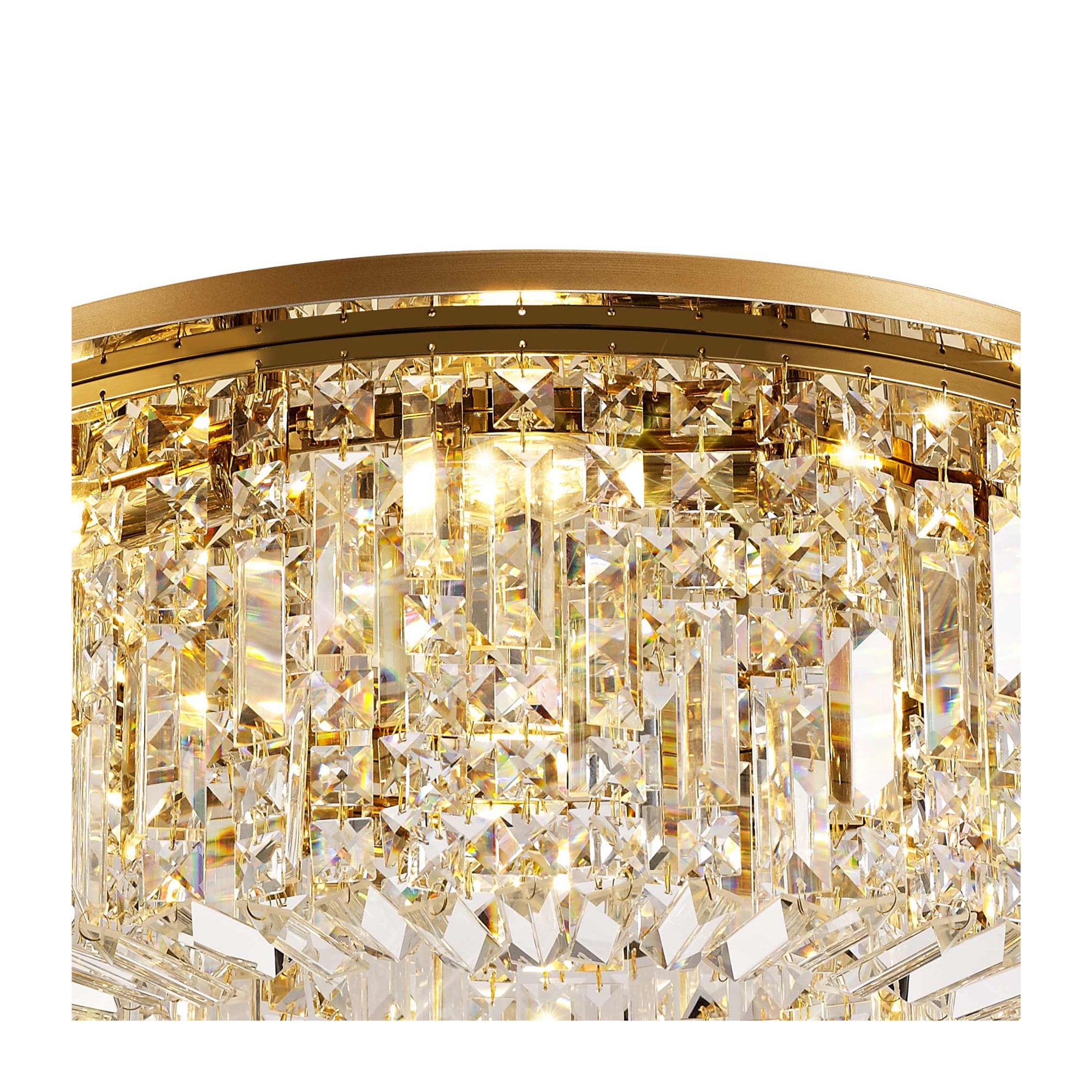 Fabula Fernbank 8 Light Round Flush Chandelier - Gold & Crystal