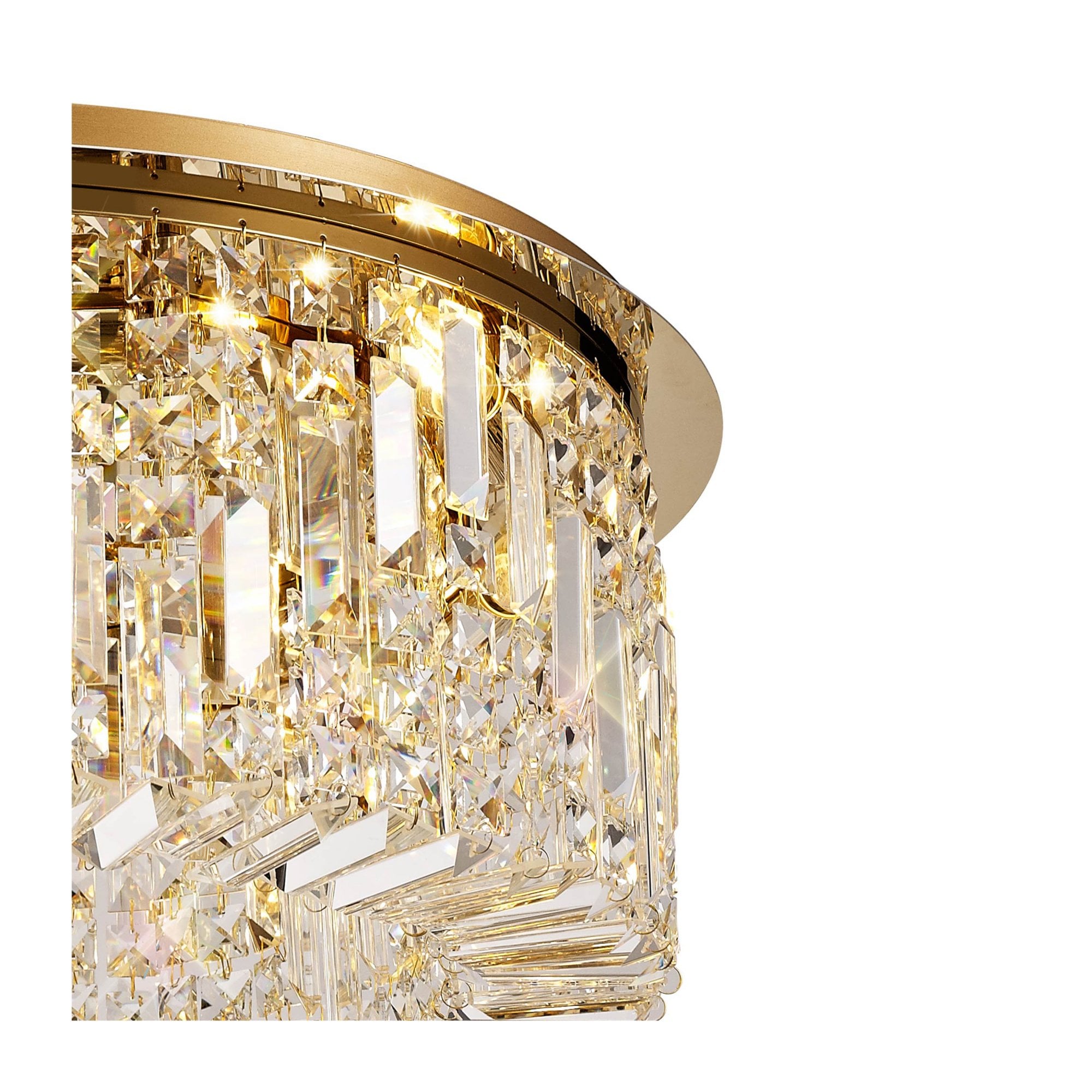 Fabula Fernbank 8 Light Round Flush Chandelier - Gold & Crystal