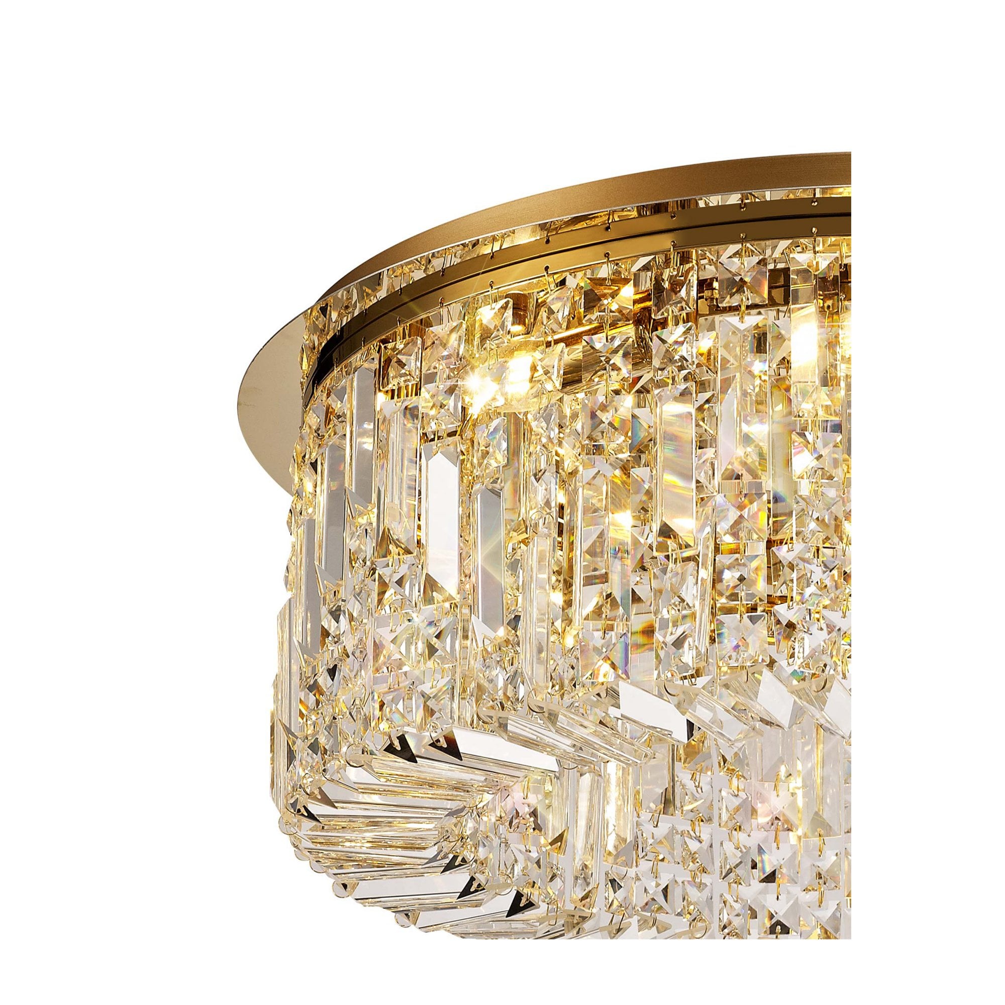 Fabula Fernbank 8 Light Round Flush Chandelier - Gold & Crystal