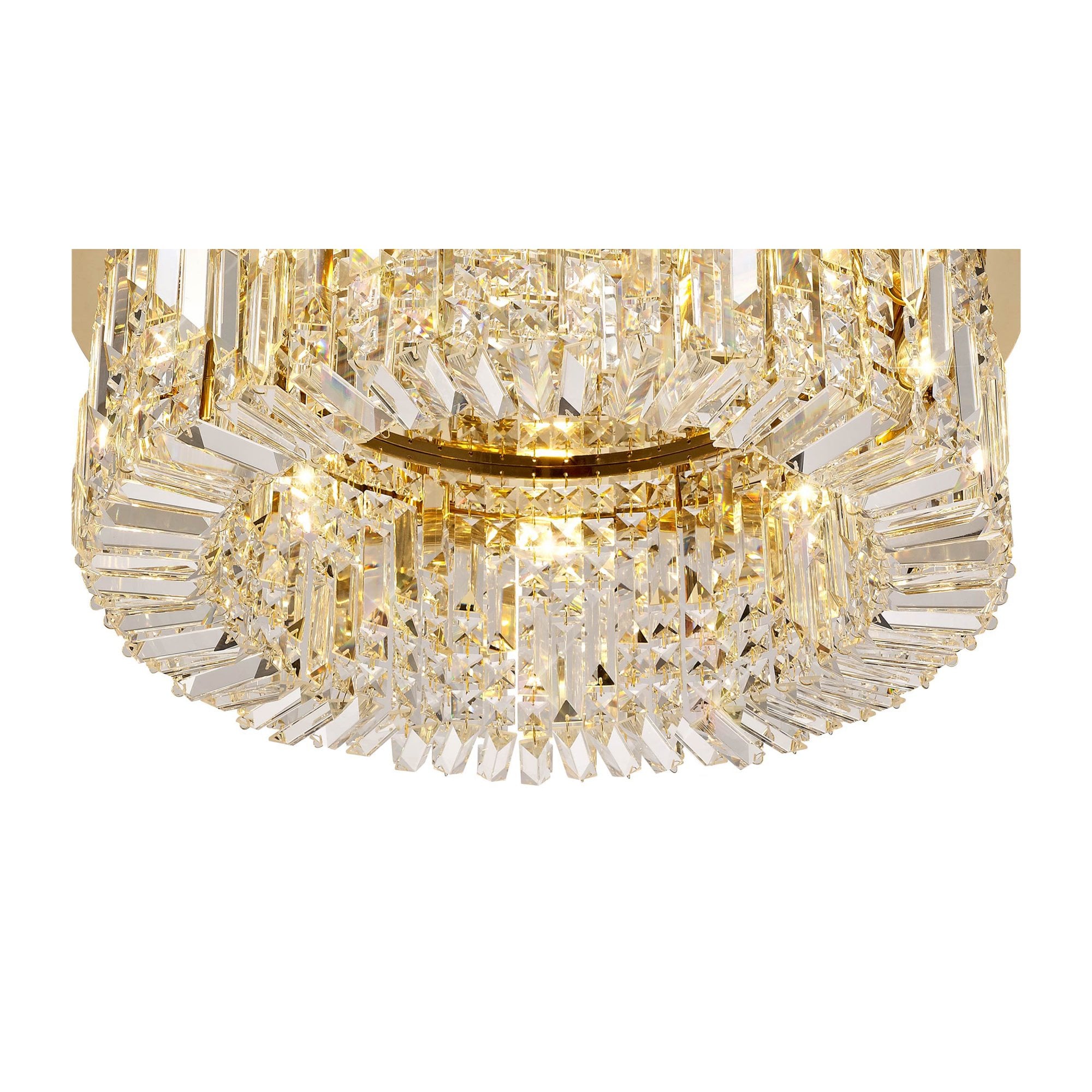 Fabula Fernbank 8 Light Round Flush Chandelier - Gold & Crystal