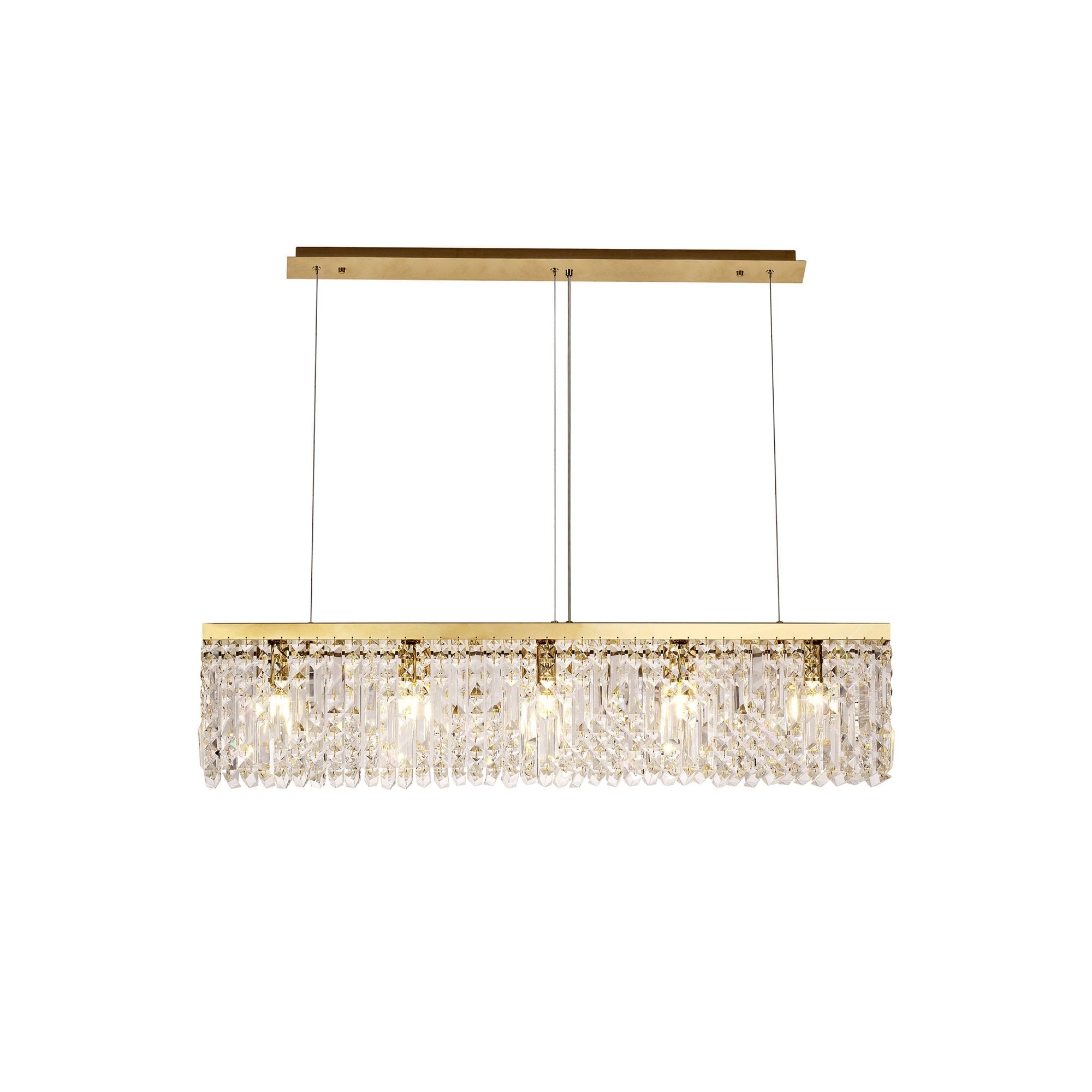 Fabula Fernbank 5 Light Linear Pendant Chandelier - Gold & Crystal