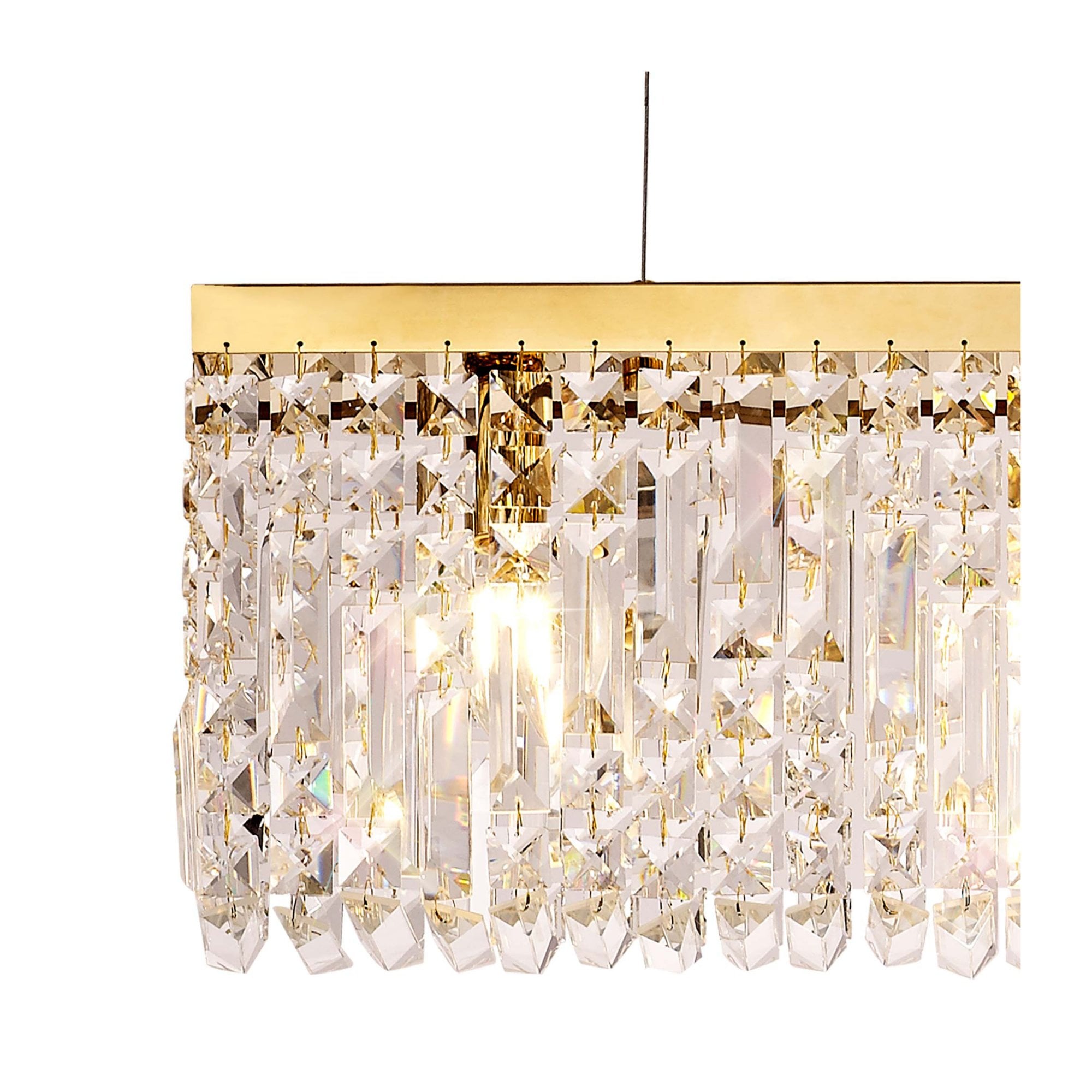 Fabula Fernbank 5 Light Linear Pendant Chandelier - Gold & Crystal