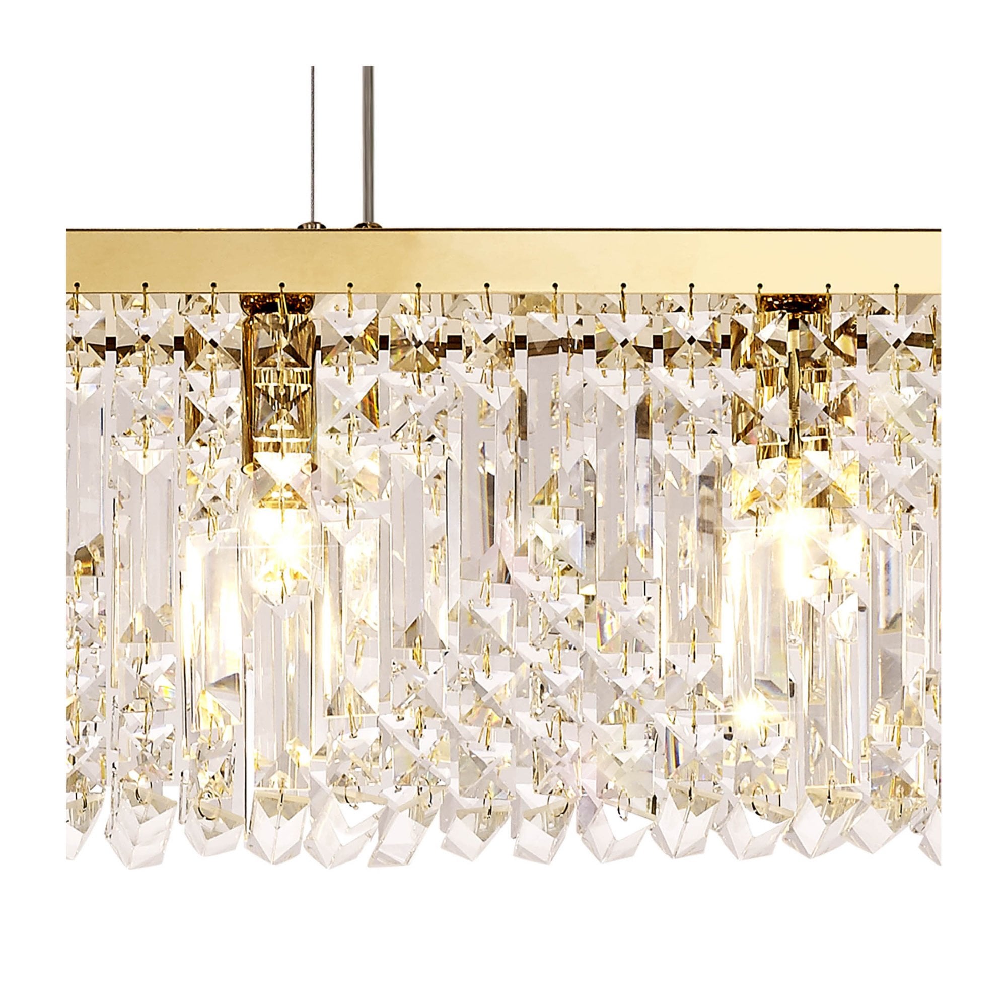 Fabula Fernbank 5 Light Linear Pendant Chandelier - Gold & Crystal