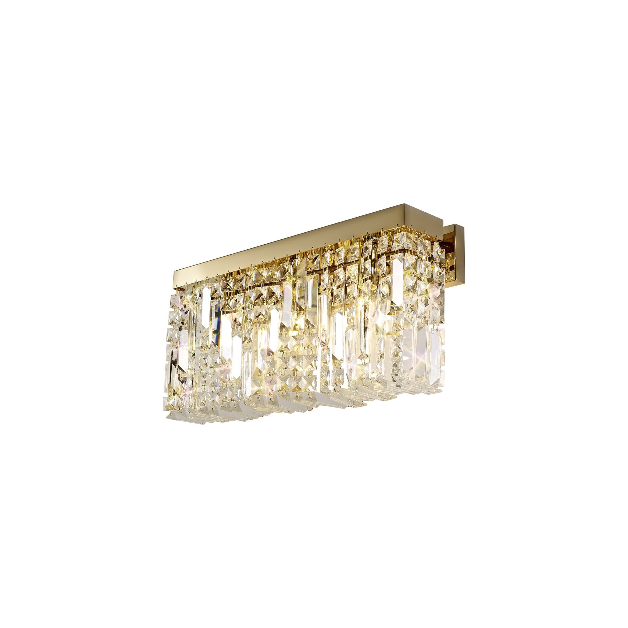 Fabula Fernbank 3 Light Large Rectangular Wall Lamp - Gold & Crystal